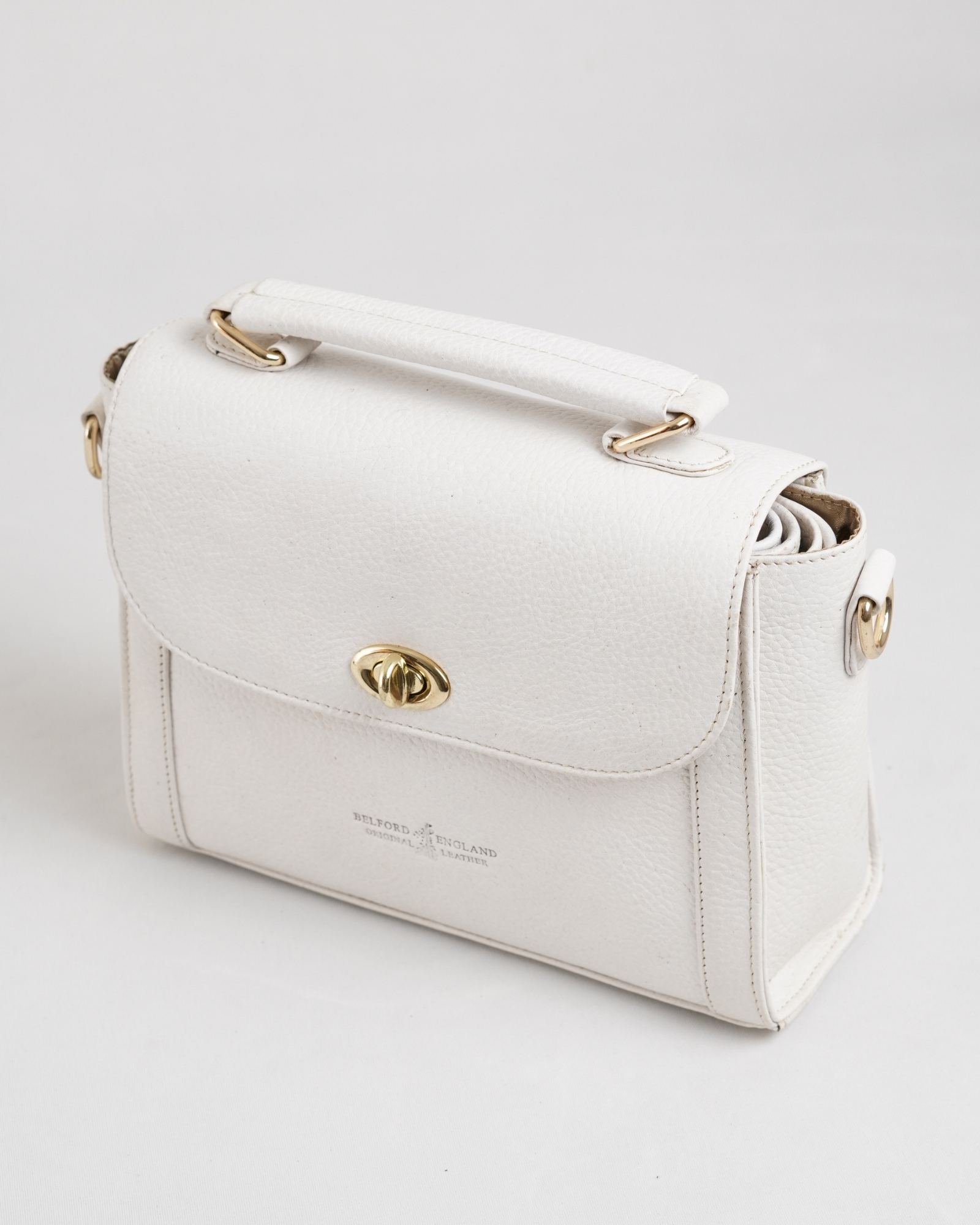 Sara - Women's Original Leather Handbag - Antique Milky White - Image 6