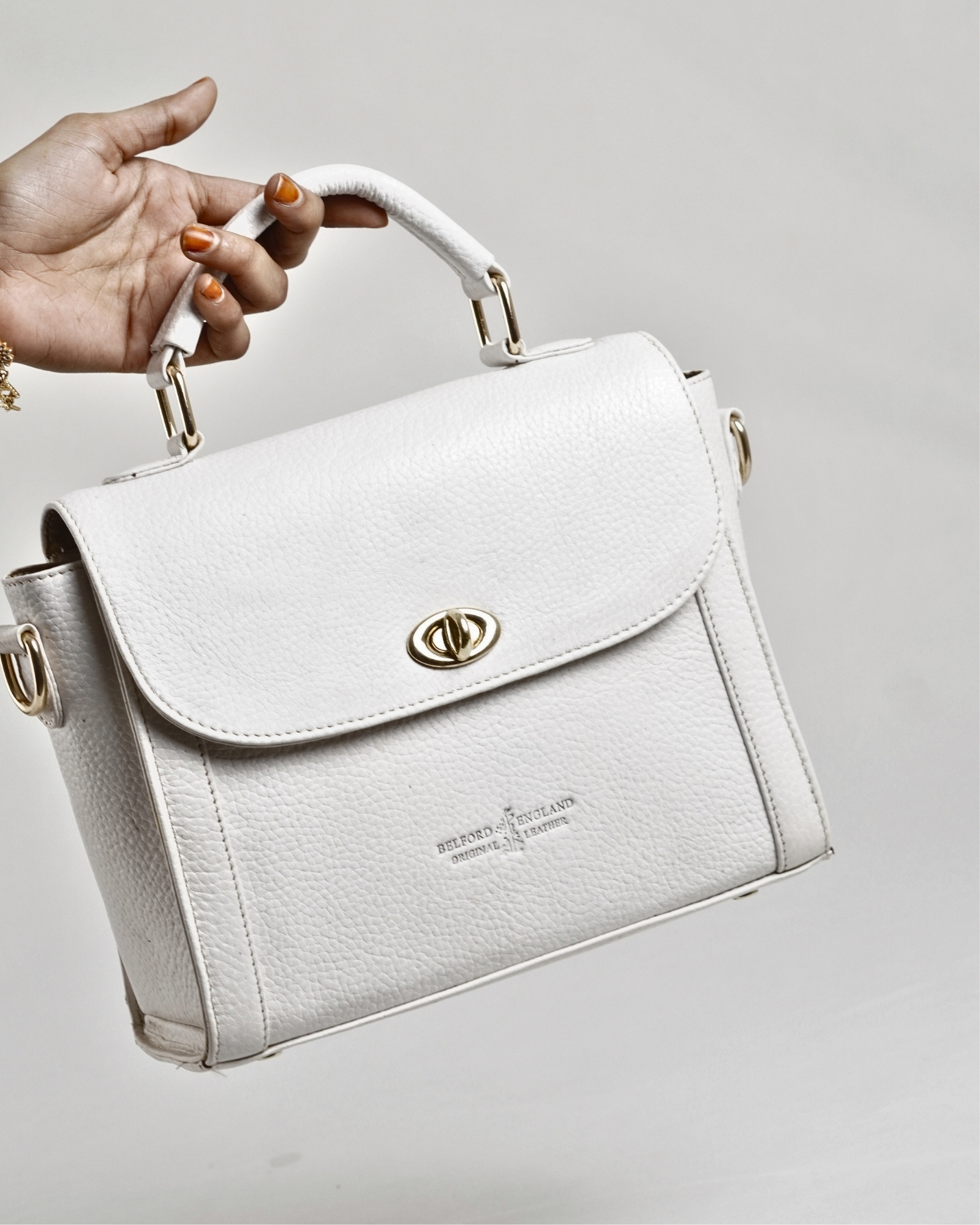 Sara - Women's Original Leather Handbag - Antique Milky White - Image 11