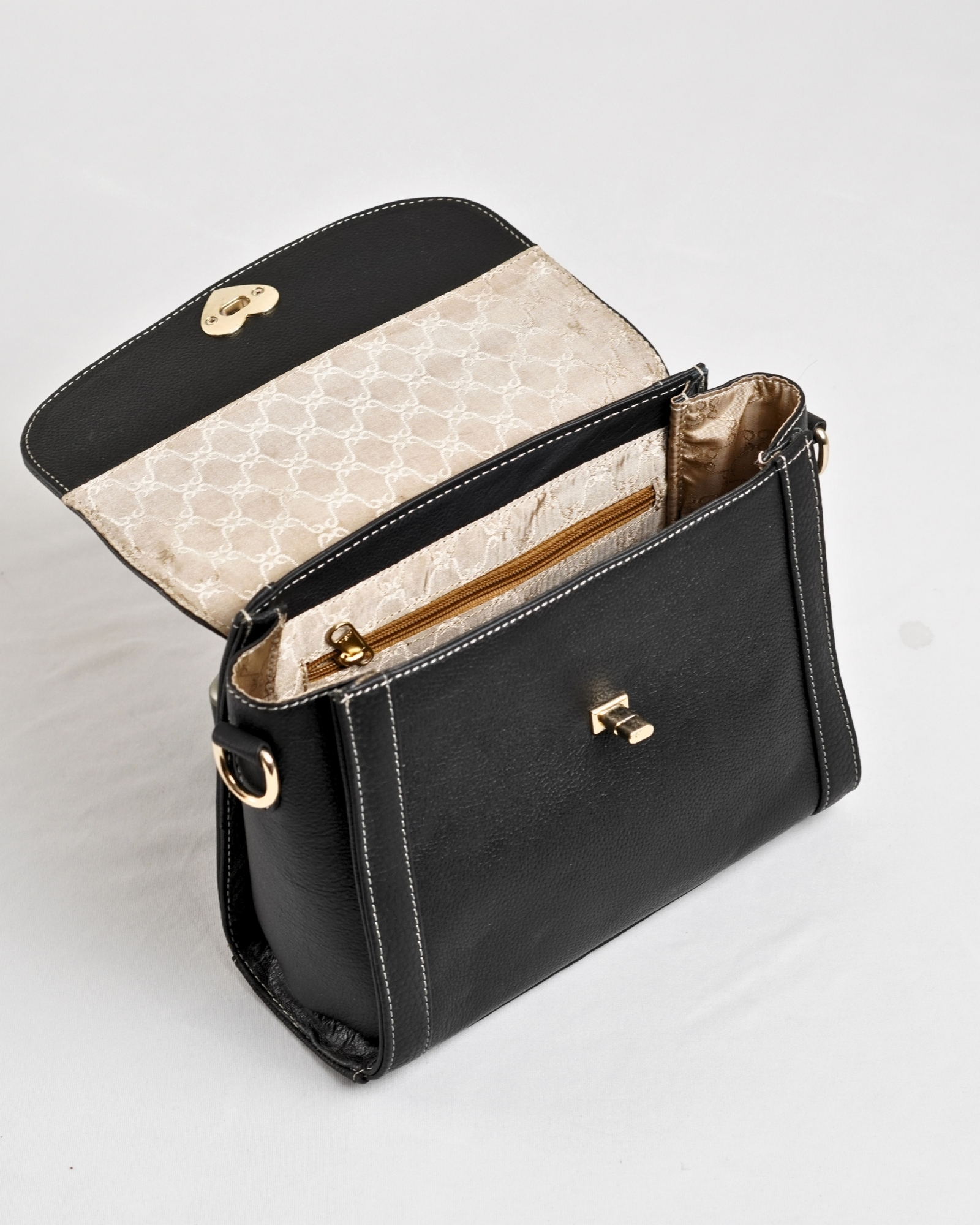 Sara - Women's Original Leather Handbag - Antique Black - Image 6