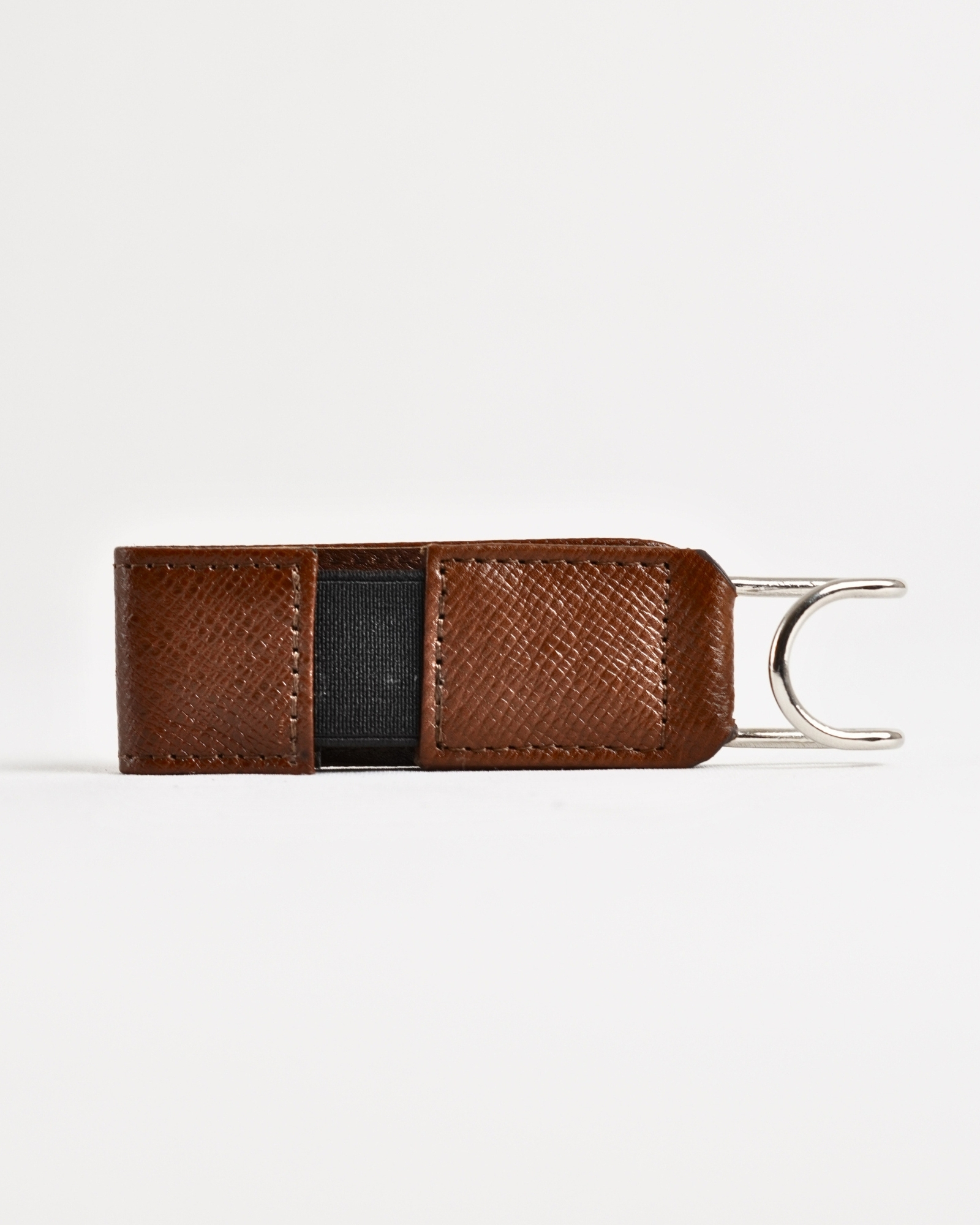 Italy - Men's Original Leather Belt (Free Size) - Saffiano Brown - Image 3
