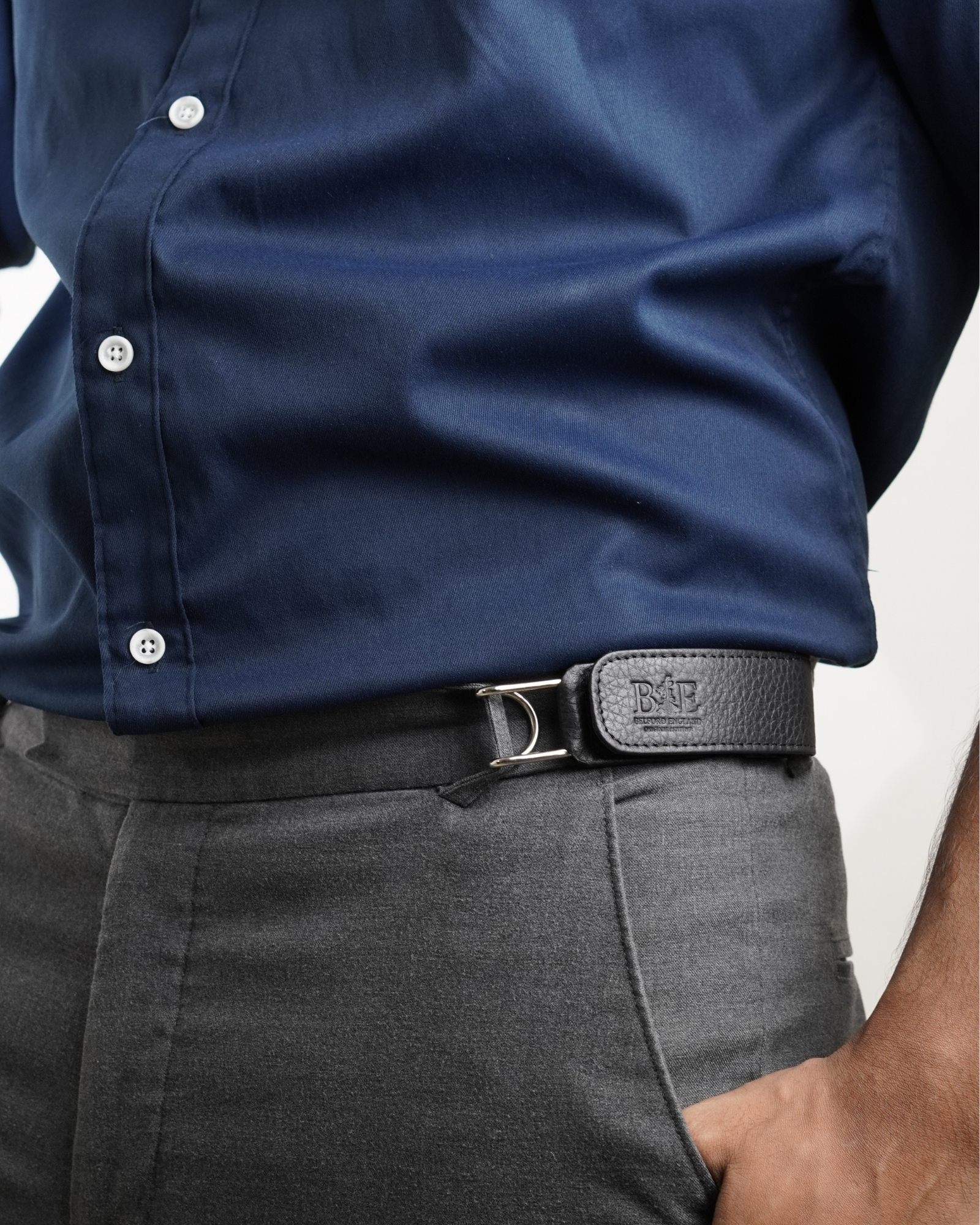Italy - Men's Original Leather Belt (Free Size) - Posh Black - Image 5