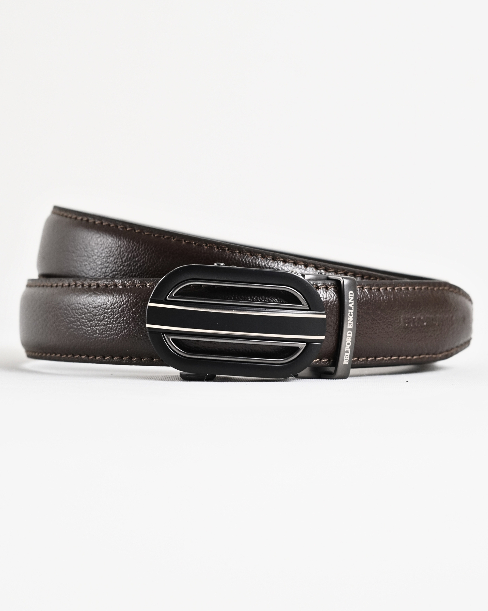 Euro Men's Original Leather Autolock Belt (Brown) - 28-44 - Image 2