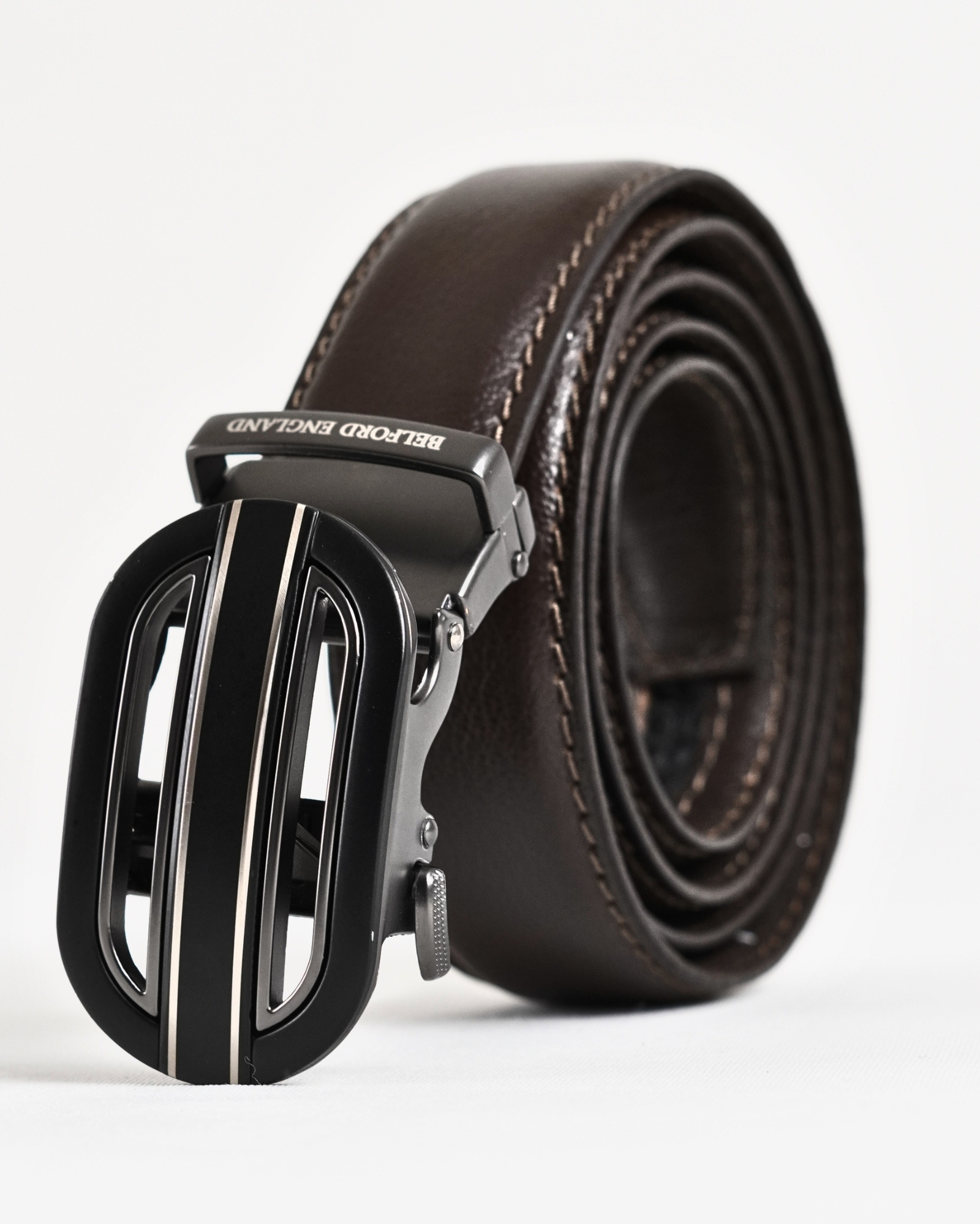 Euro Men's Original Leather Autolock Belt (Brown) - 28-44 - Image 4