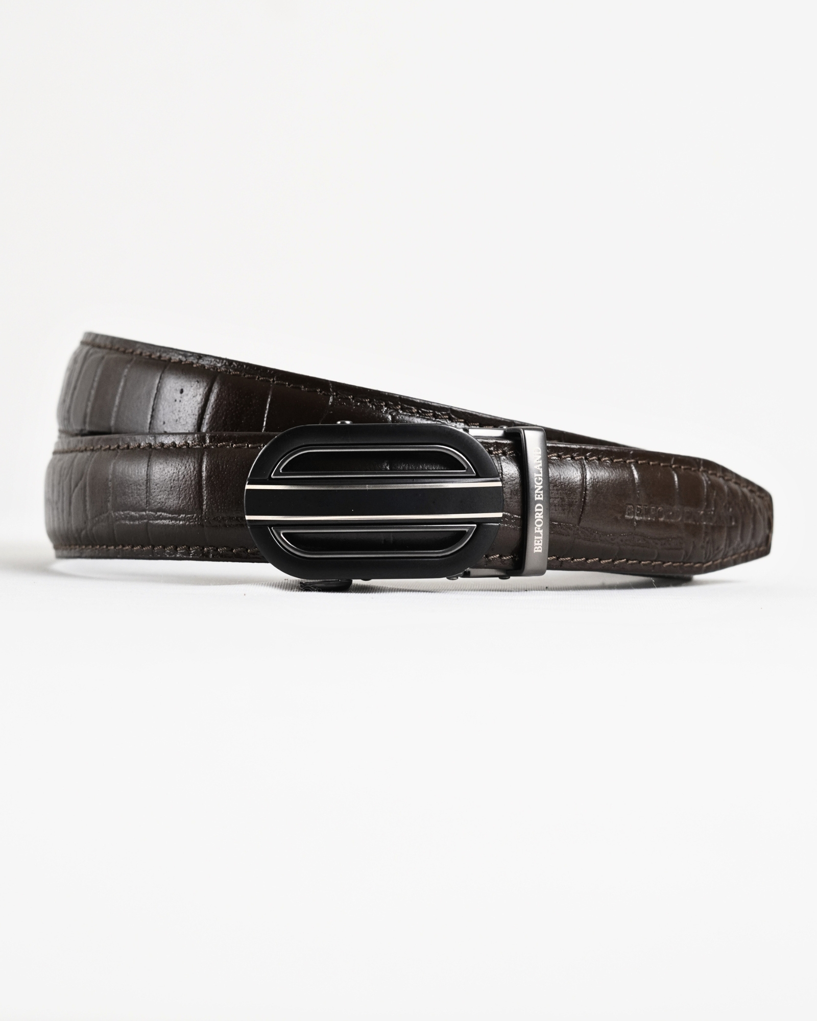 Euro Men's Original Leather Autolock Belt (Croco Brown) - 28-44 - Image 2