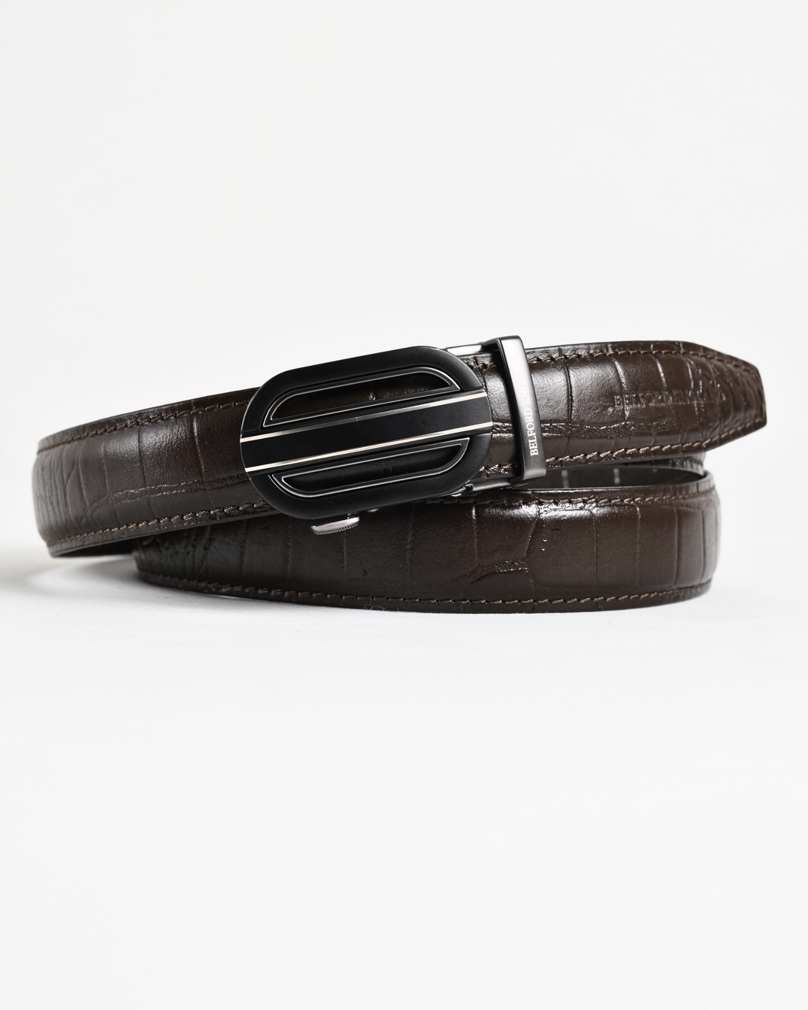 Euro Men's Original Leather Autolock Belt (Croco Brown) - 28-44 - Image 3