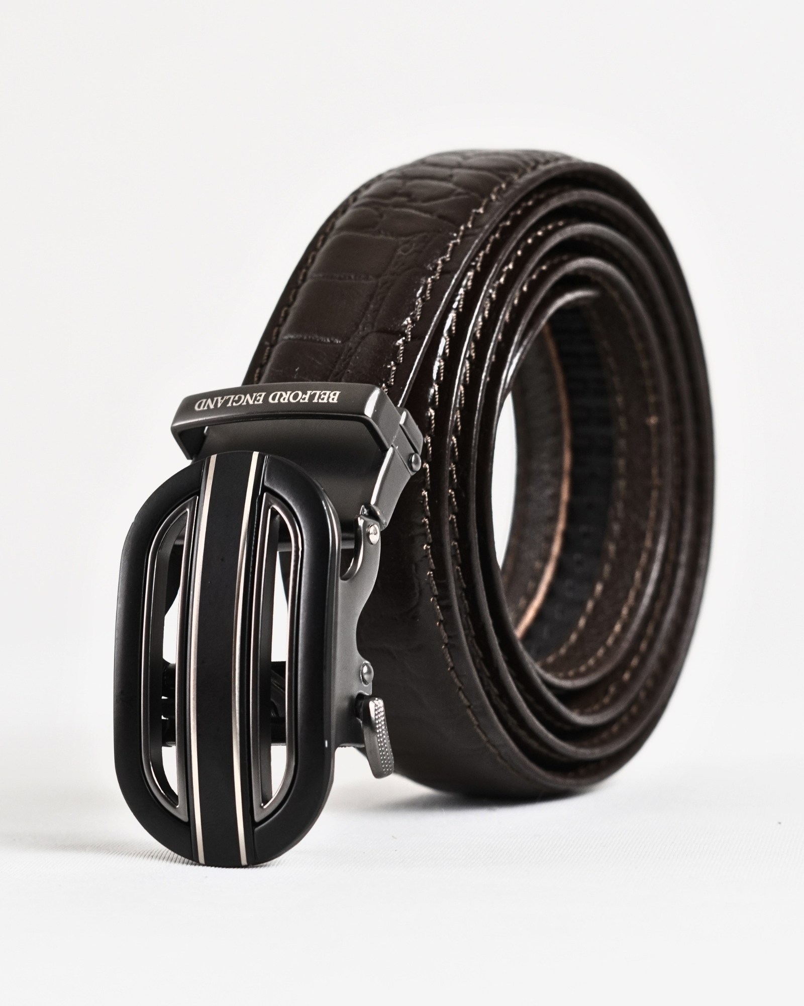 Euro Men's Original Leather Autolock Belt (Croco Brown) - 28-44 - Image 4
