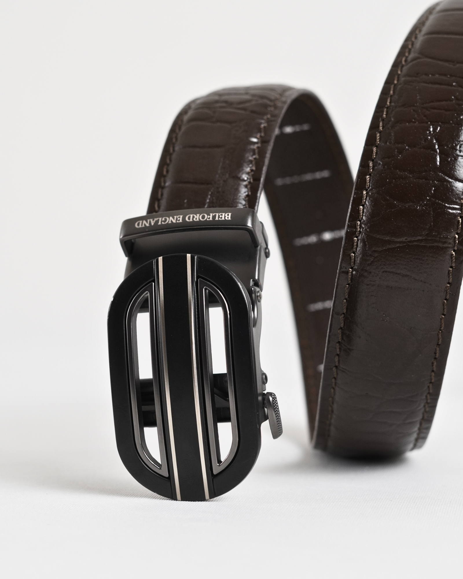 Euro Men's Original Leather Autolock Belt (Croco Brown) - 28-44 - Image 6