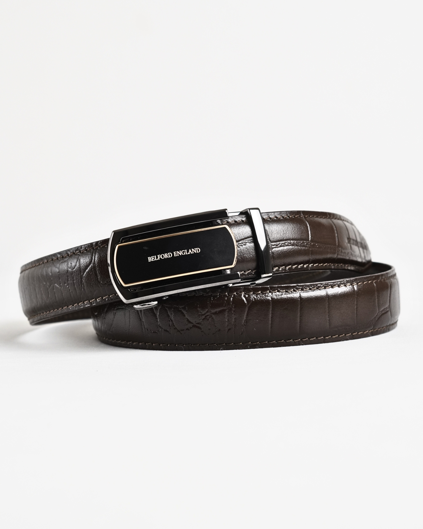 Paris Men's Original Leather Autolock Belt  (Croco Brown) - 28-44 - Image 3