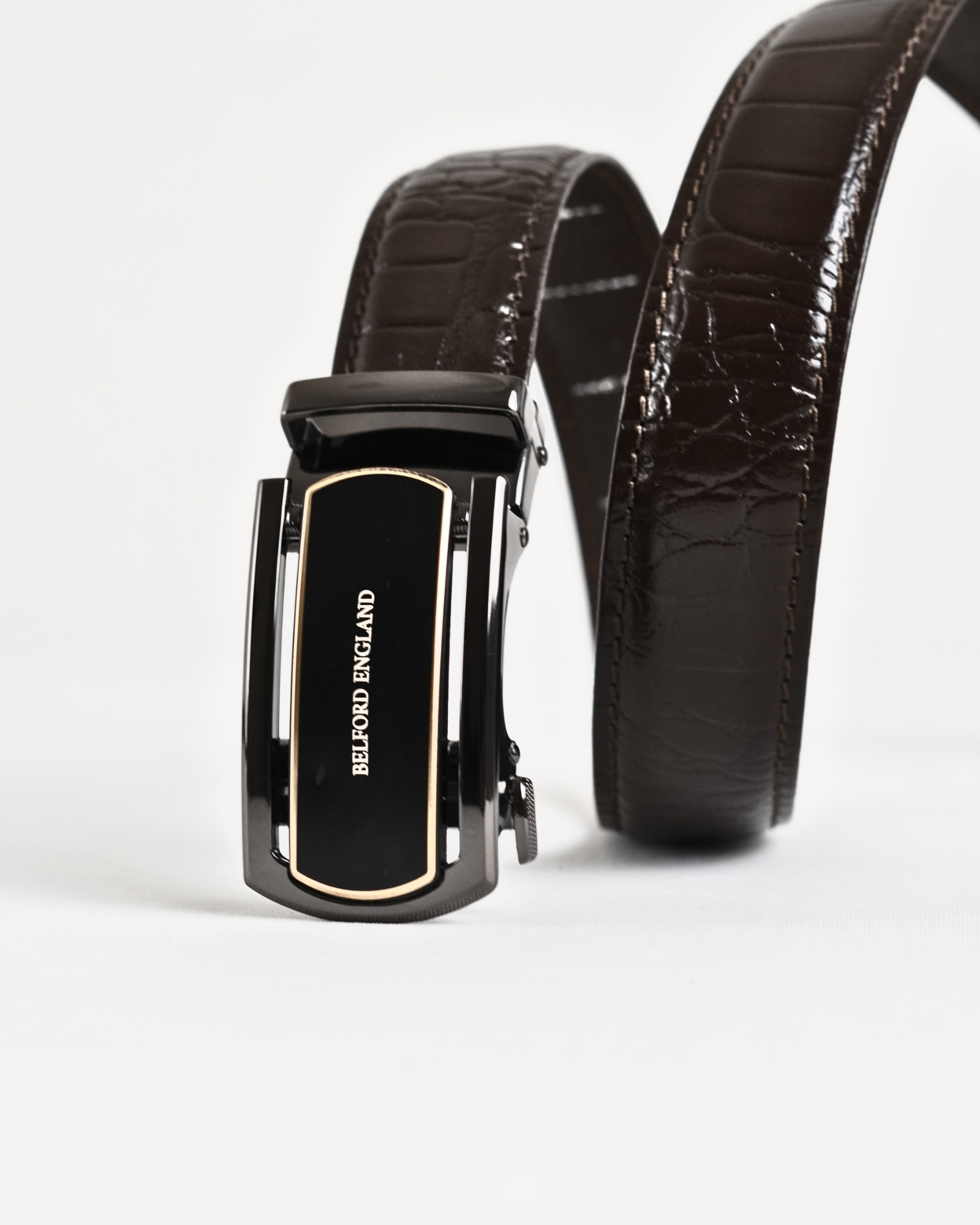 Paris Men's Original Leather Autolock Belt  (Croco Brown) - 28-44 - Image 4