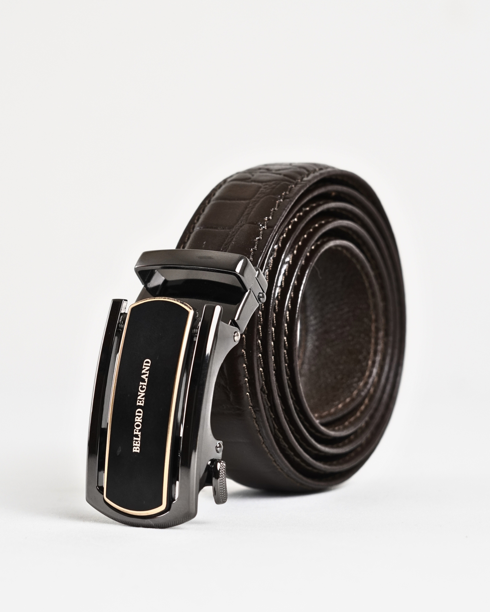 Paris Men's Original Leather Autolock Belt  (Croco Brown) - 28-44 - Image 5