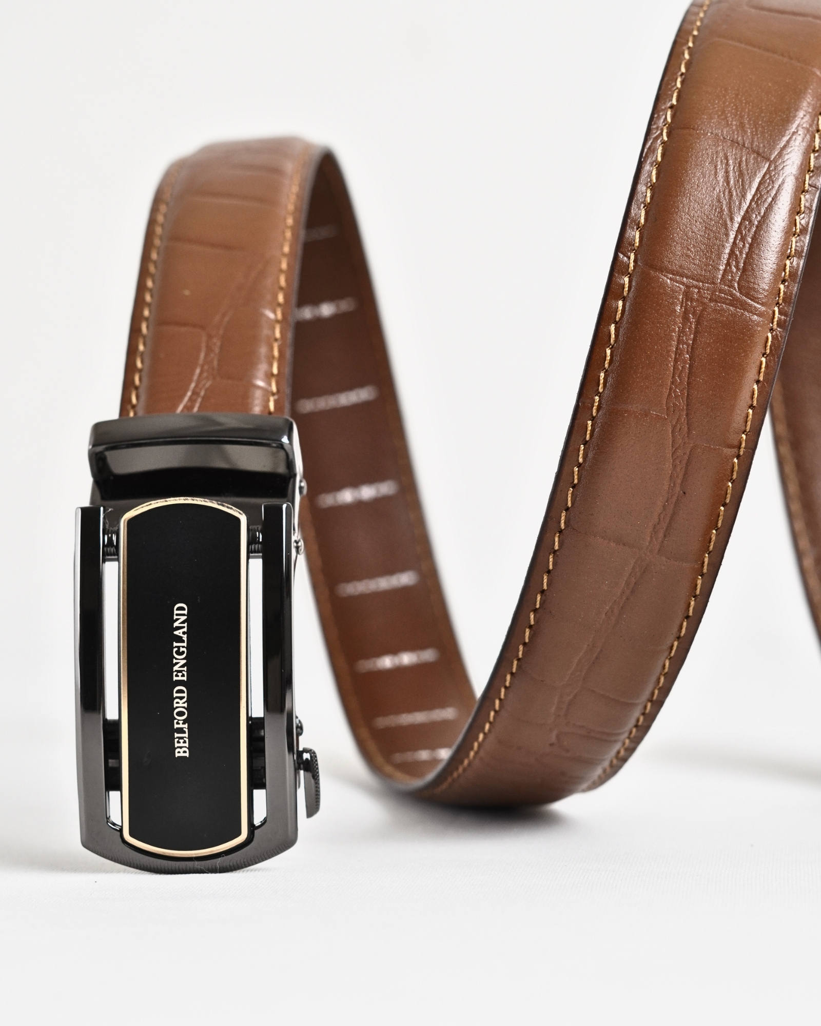 Paris Men's Original Leather Autolock Belt  (Croco Tan) - 28-44 - Image 5