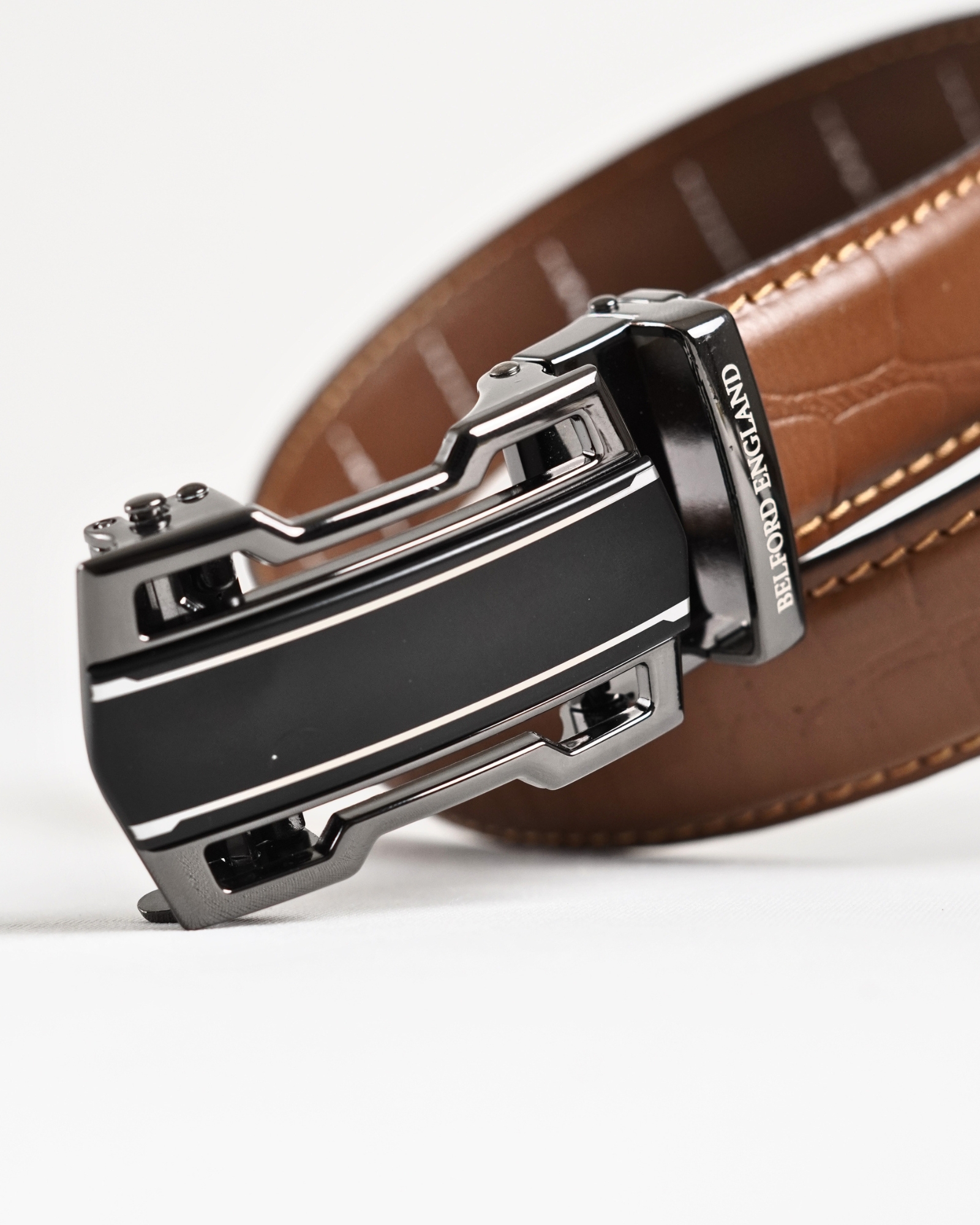 Lambo Men's Original Leather Belt  (Croco Tan)  28-44 - Image 6