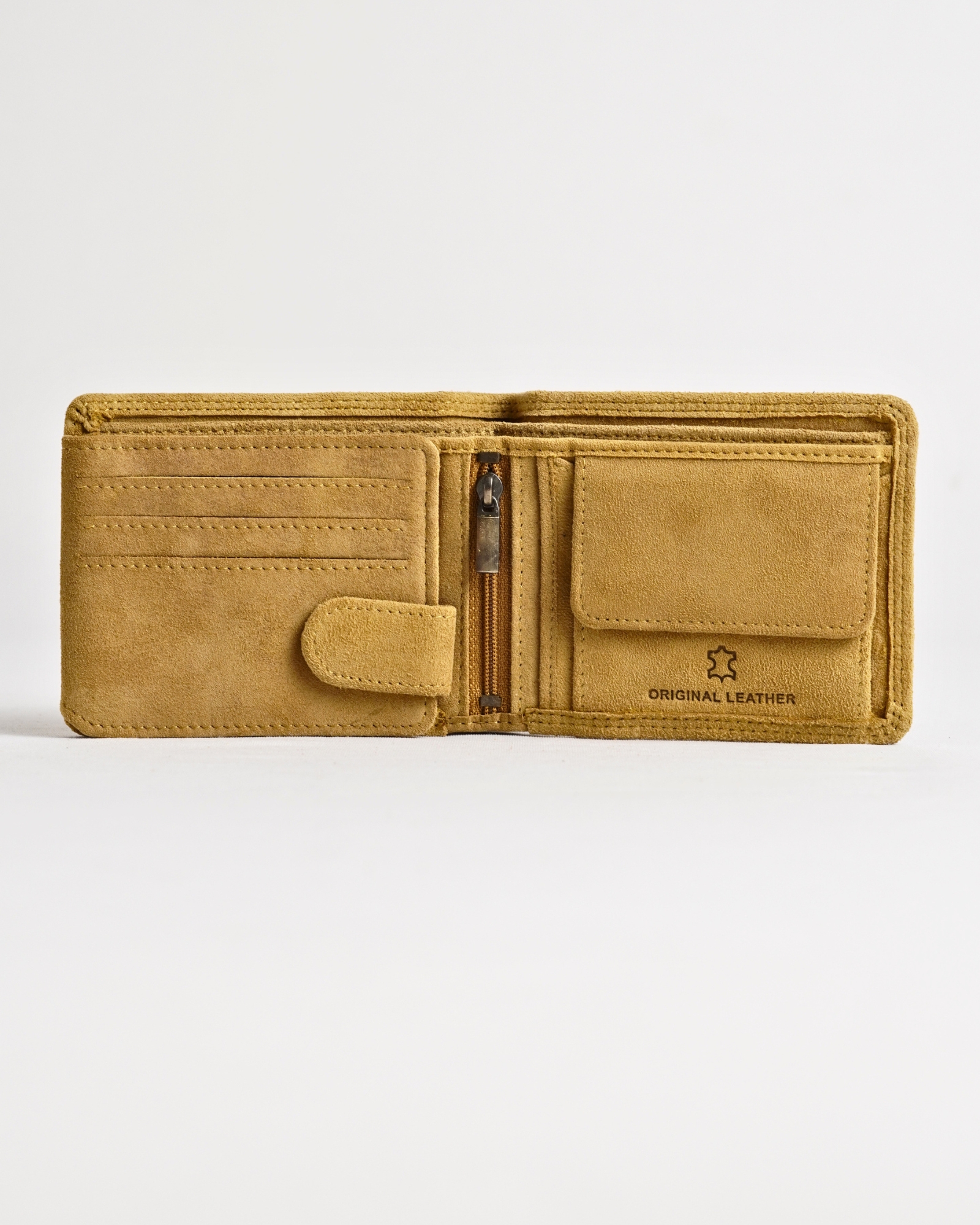 Cambridge Men’s Original Leather Wallet (Suede Biege) - Image 2