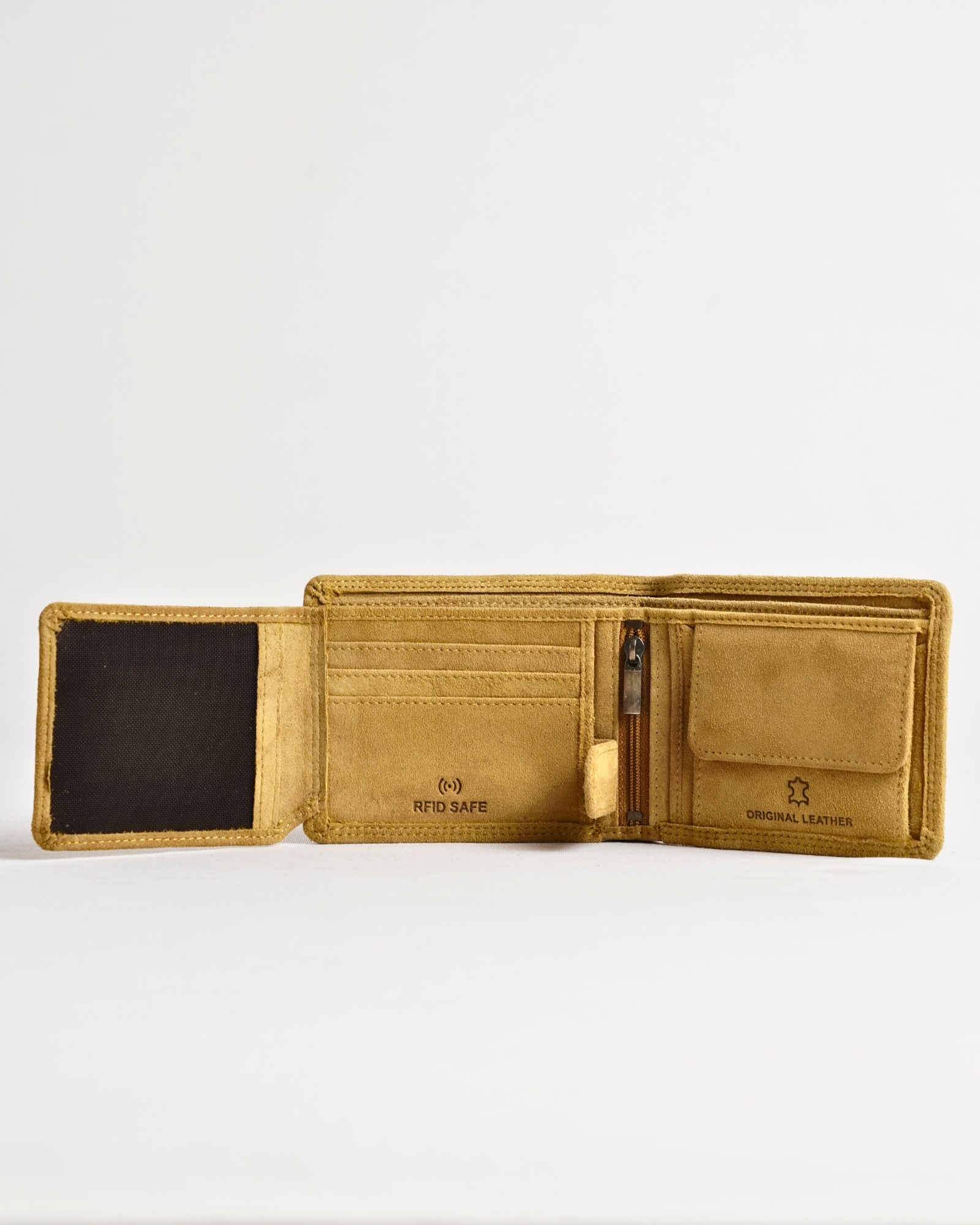 Cambridge Men’s Original Leather Wallet (Suede Biege) - Image 5