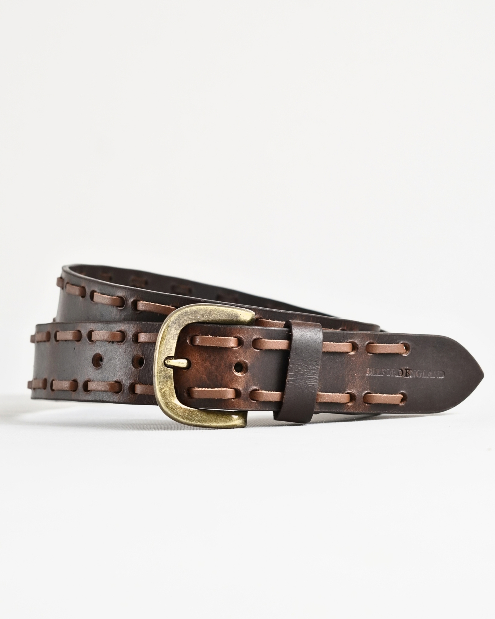 Great Britain - Men's Original Leather Belt  (Vintage Brown) - 28-44