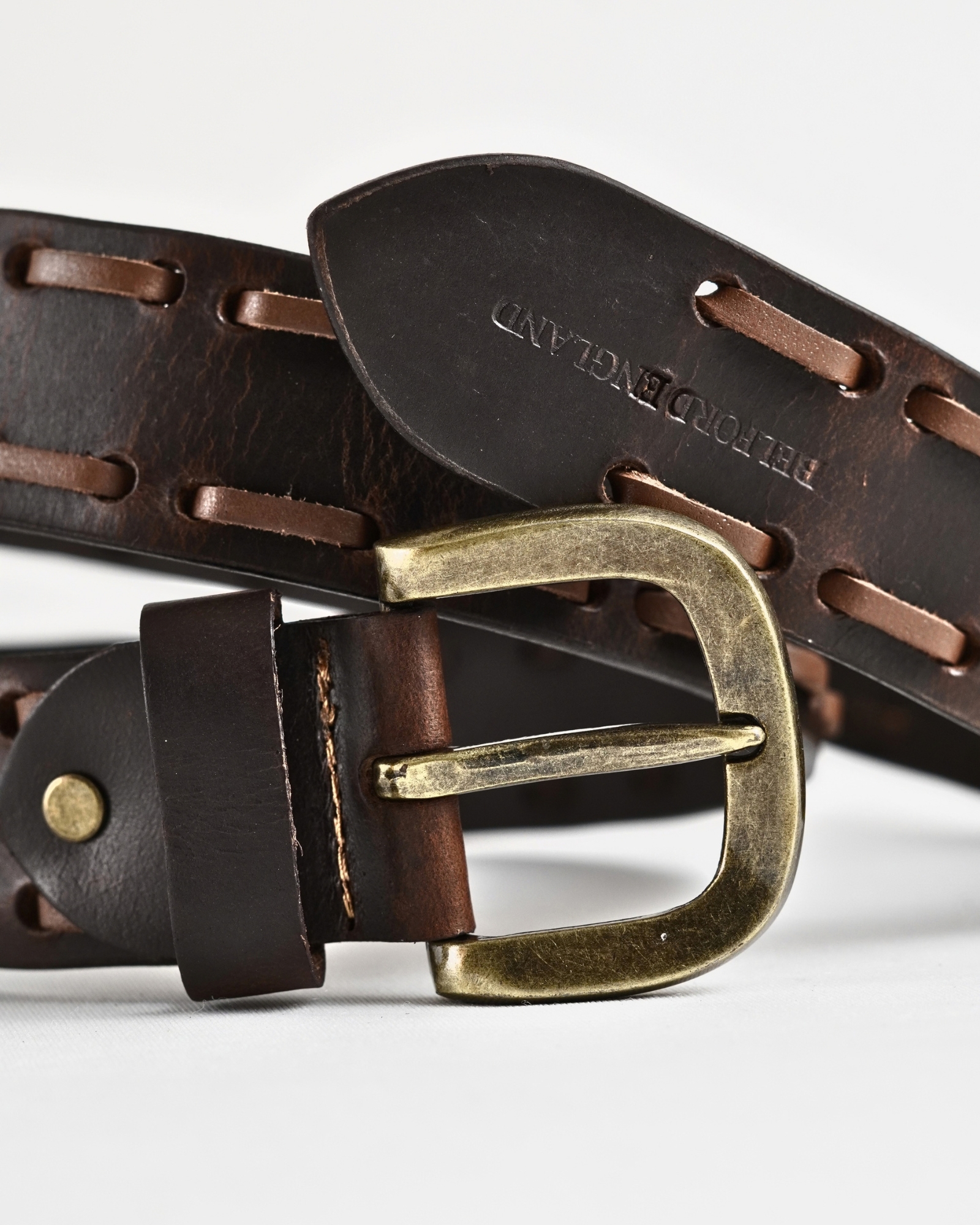 Great Britain - Men's Original Leather Belt  (Vintage Brown) - 28-44 - Image 4