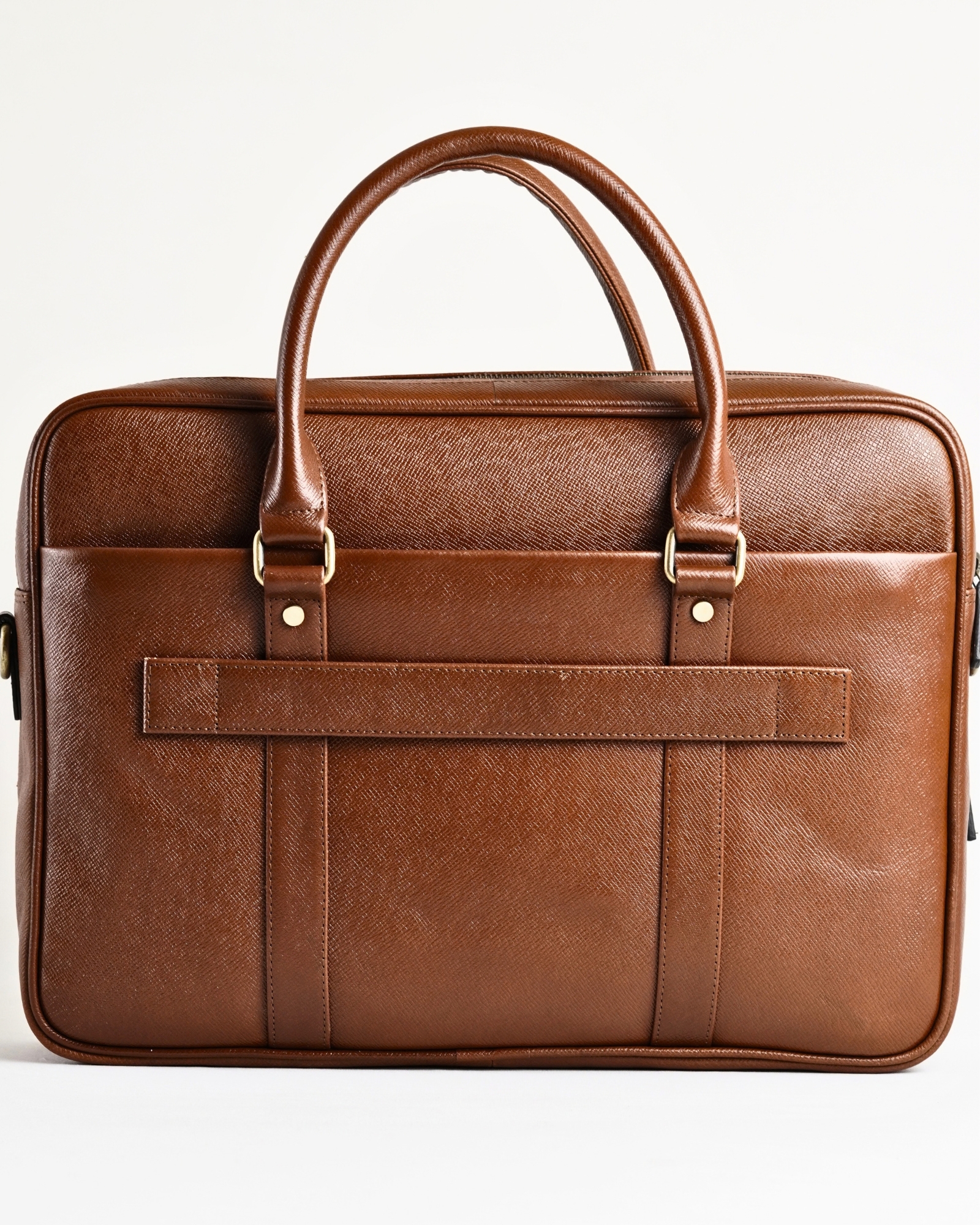 Executive Men's Original Leather Briefcase  (Saffiano Brown) - Image 2
