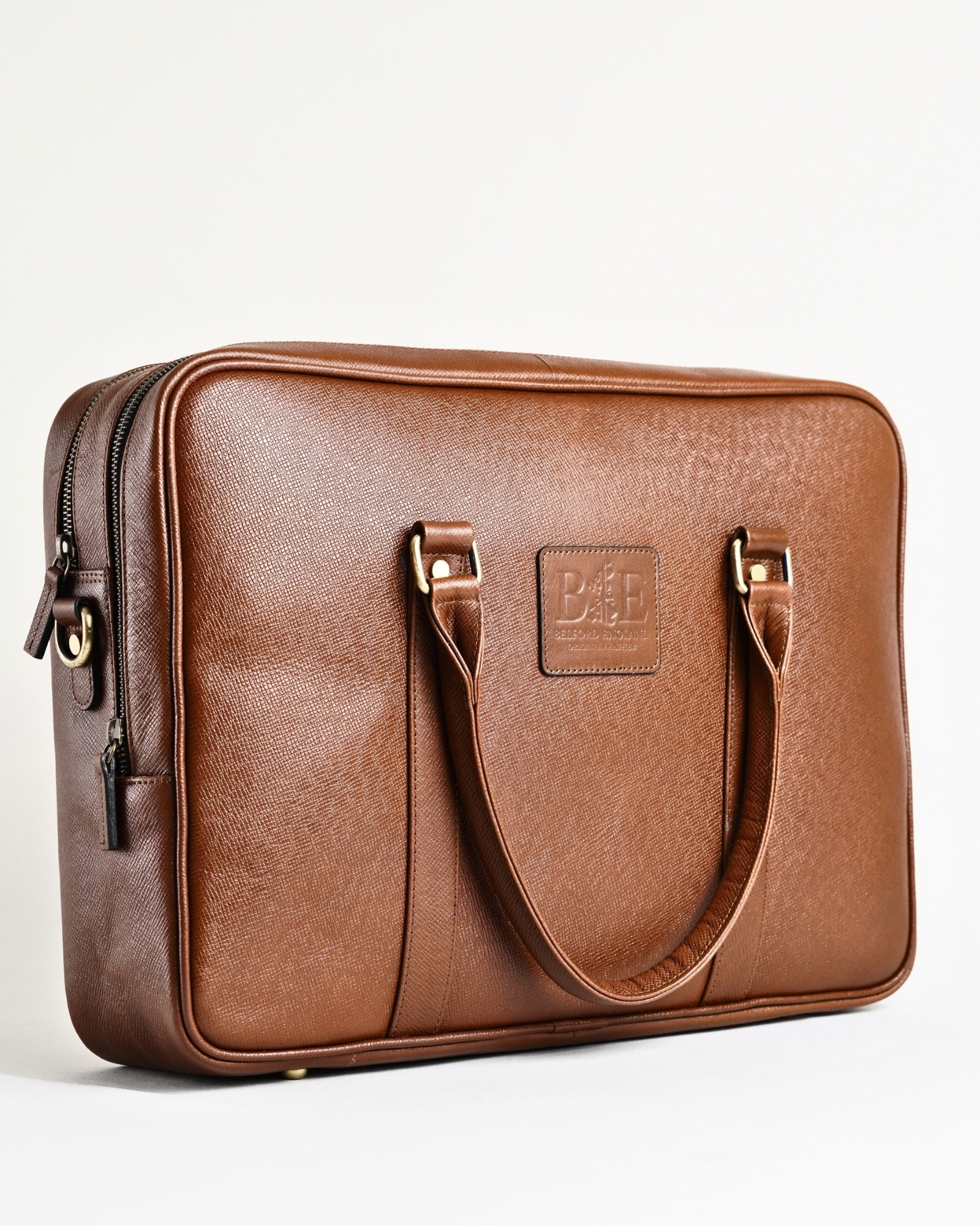 Executive Men's Original Leather Briefcase  (Saffiano Brown) - Image 4