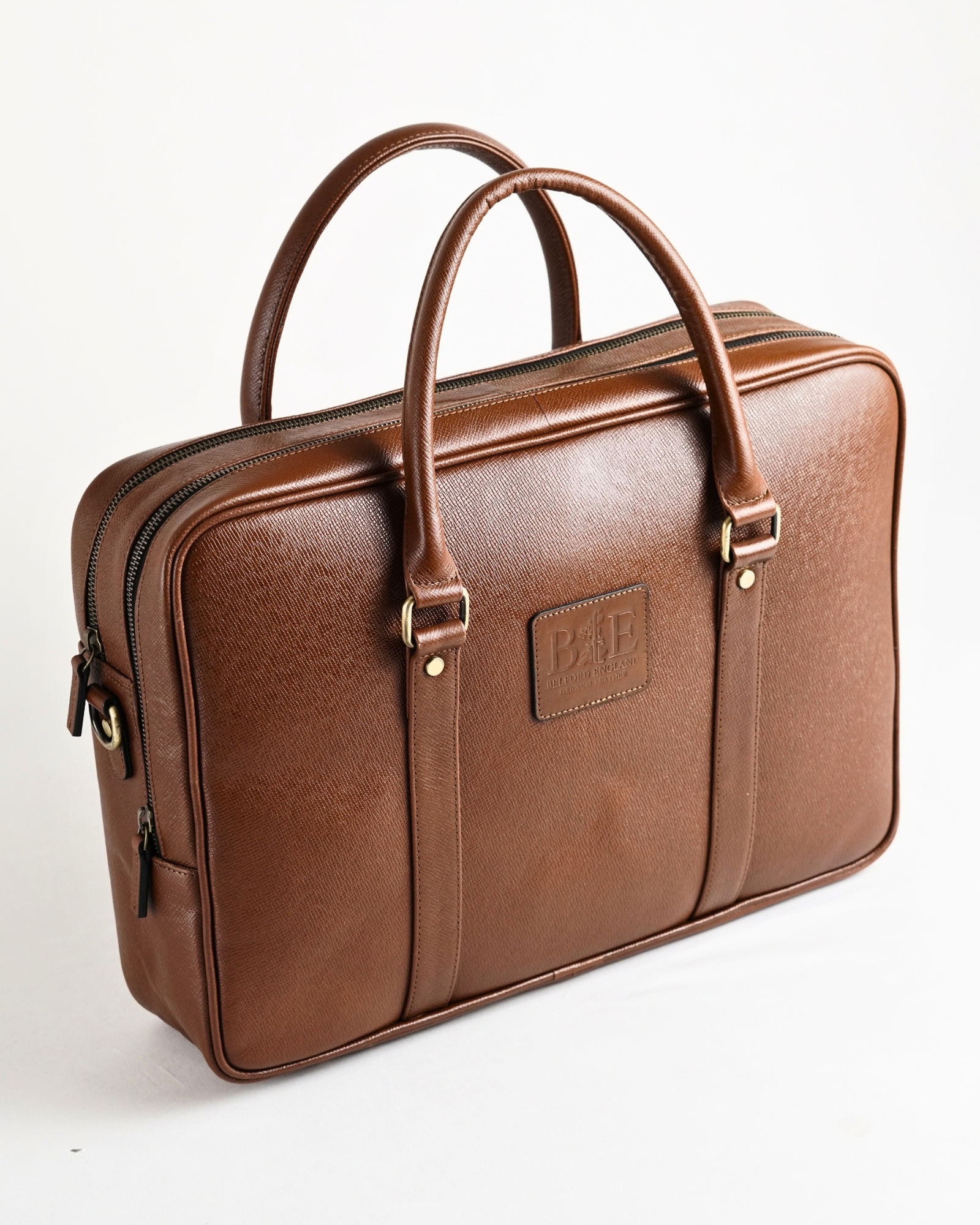 Executive Men's Original Leather Briefcase  (Saffiano Brown) - Image 6