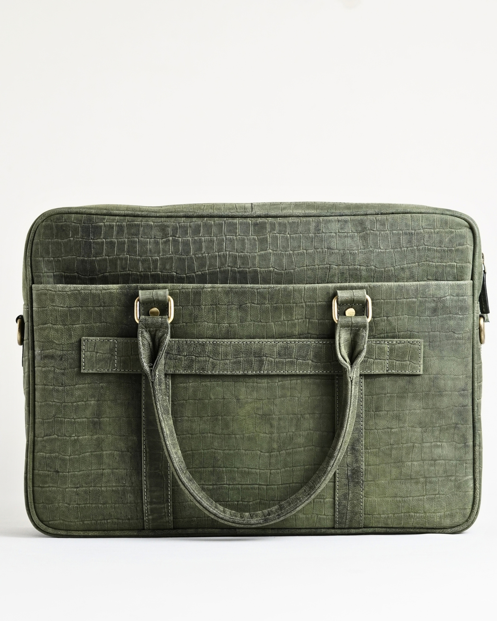 Executive Men's Original Leather Briefcase  (Croco Rugged green) - Image 2