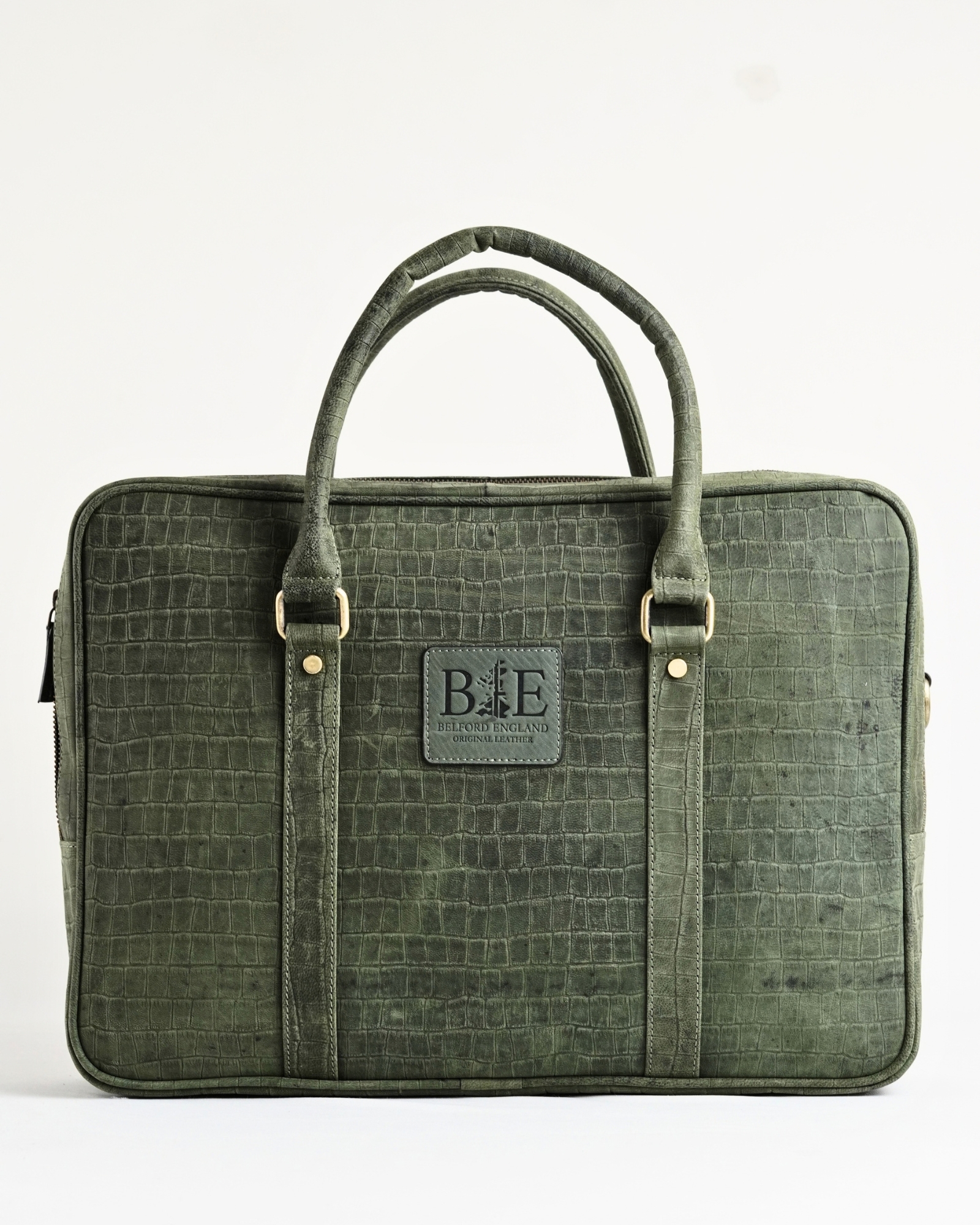 Executive Men's Original Leather Briefcase  (Croco Rugged green) - Image 3