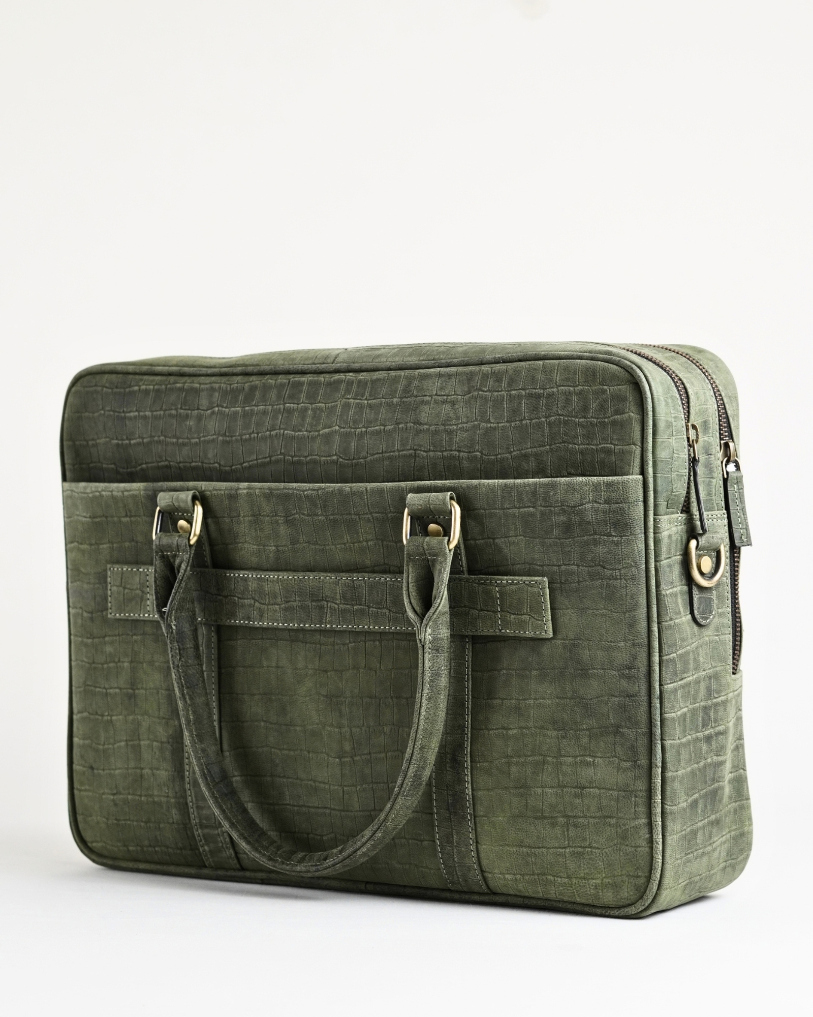 Executive Men's Original Leather Briefcase  (Croco Rugged green) - Image 5