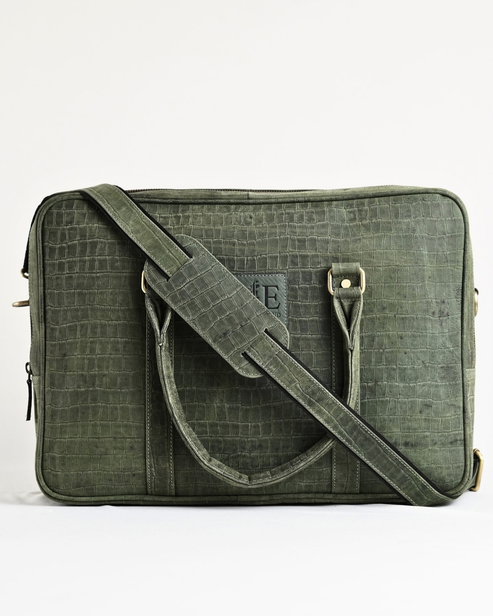 Executive Men's Original Leather Briefcase  (Croco Rugged green) - Image 7