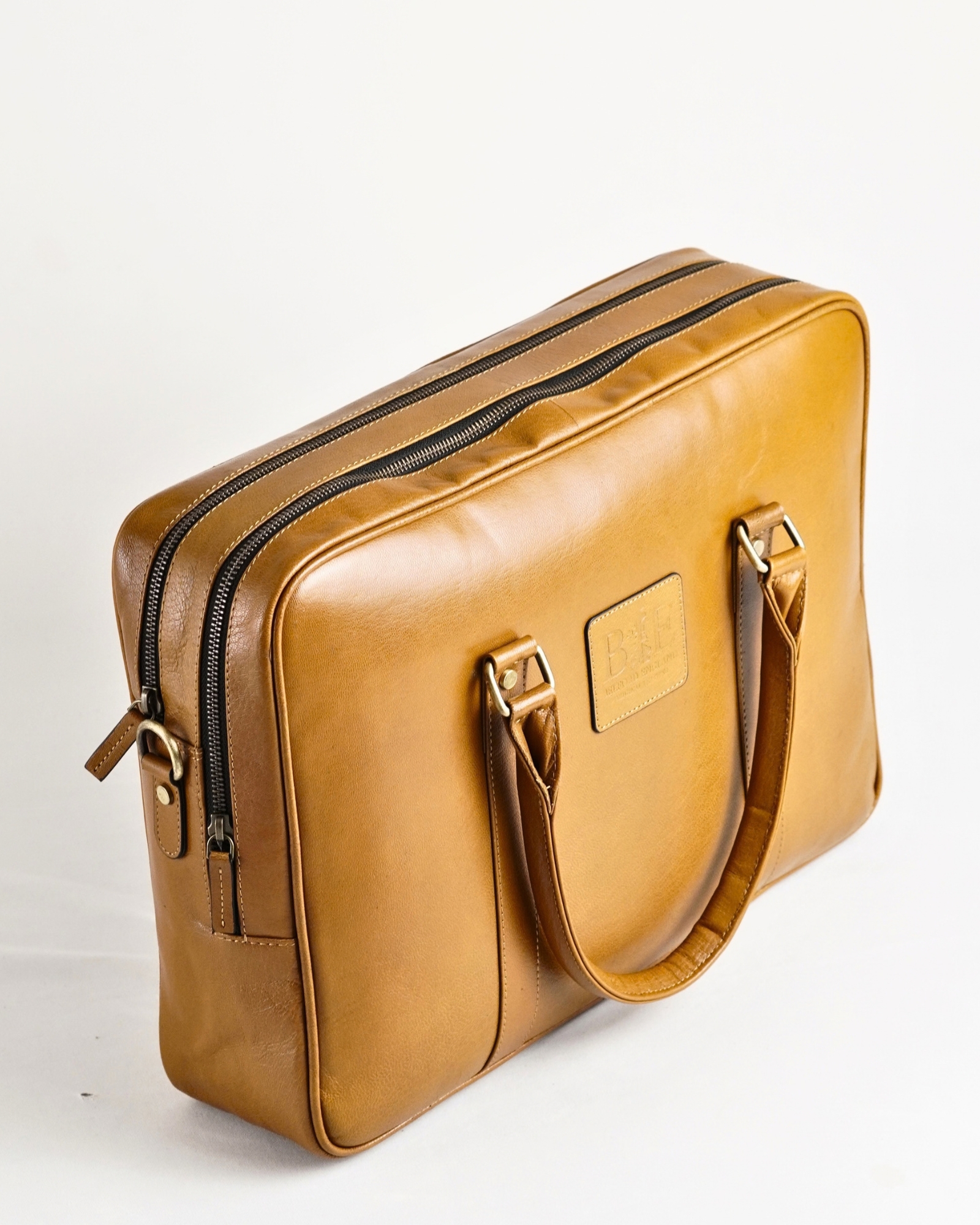 Executive Men's 100% Original Leather Large Briefcase - Rich Tan - Image 5