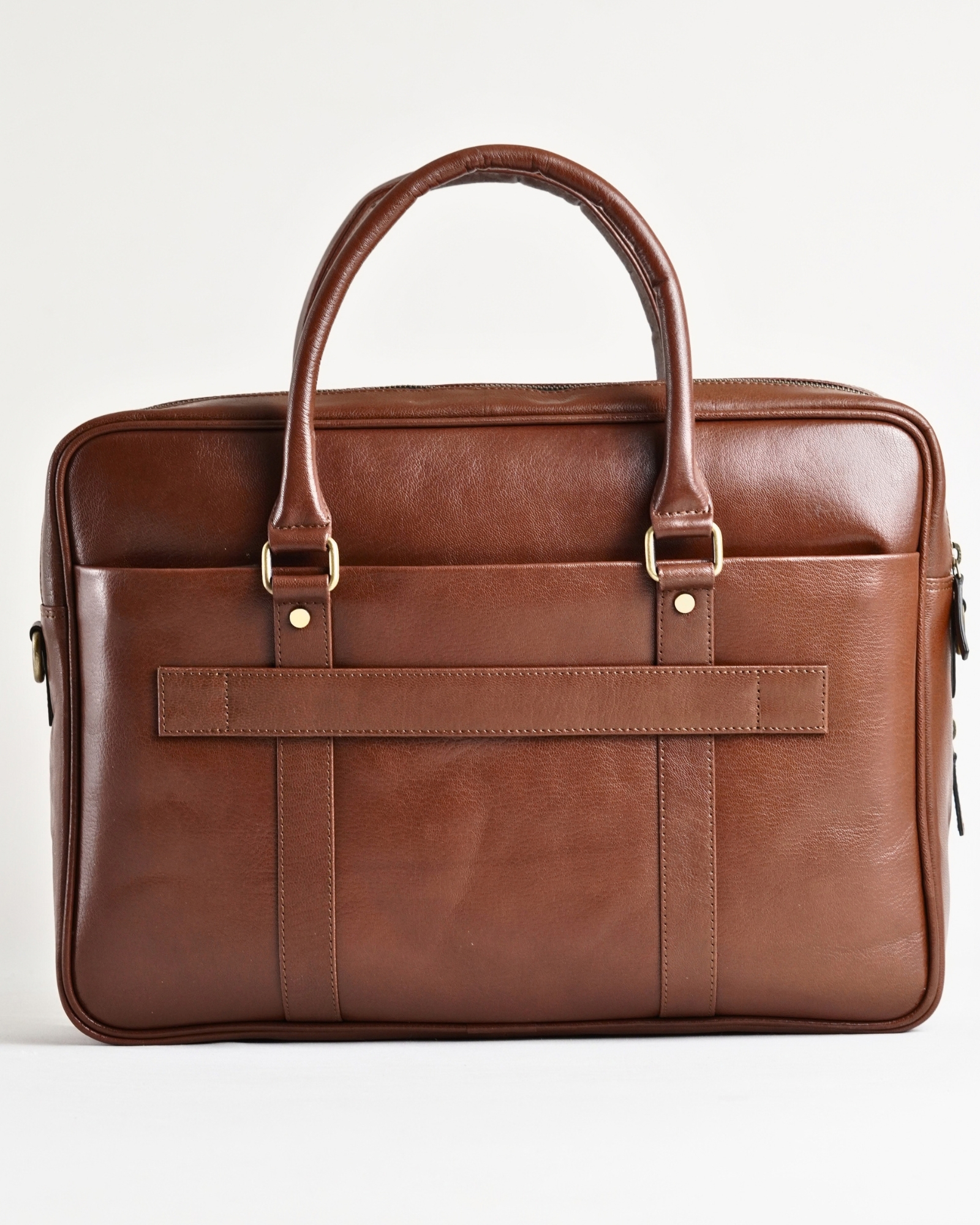 Executive Men's 100% Original Leather Large Briefcase - Rich Brown - Image 2
