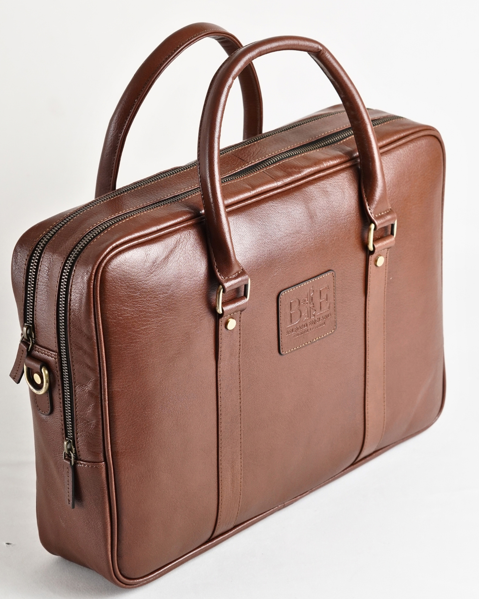 Executive Men's 100% Original Leather Large Briefcase - Rich Brown - Image 4