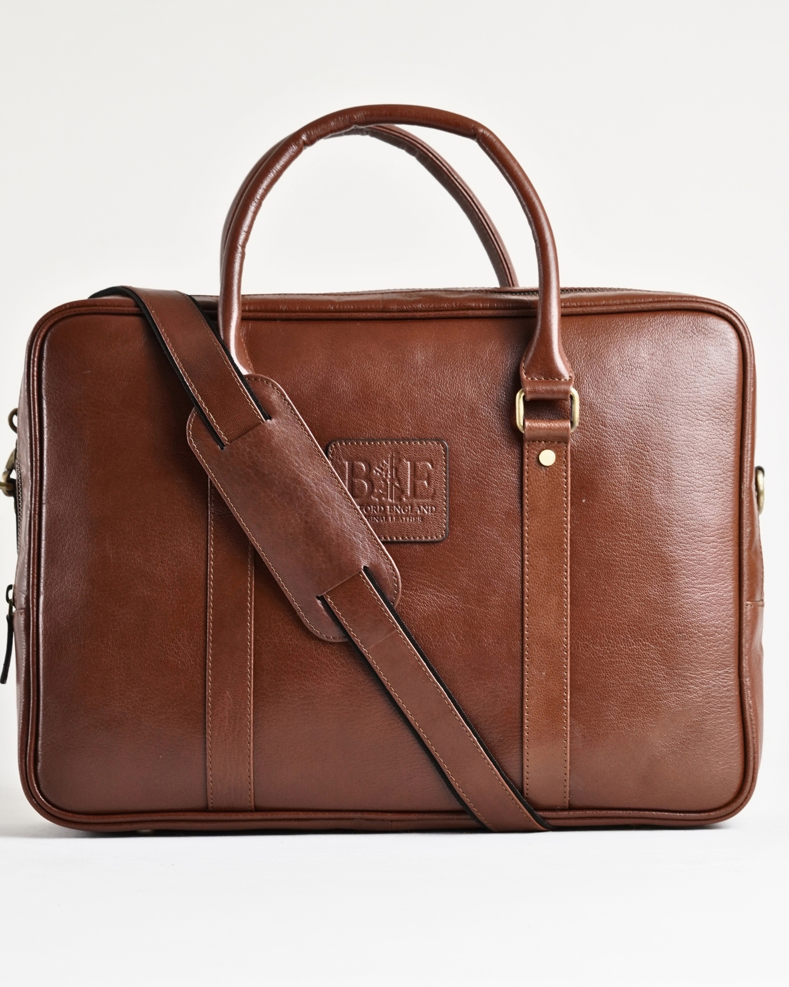 Executive Men's 100% Original Leather Large Briefcase - Rich Brown - Image 5