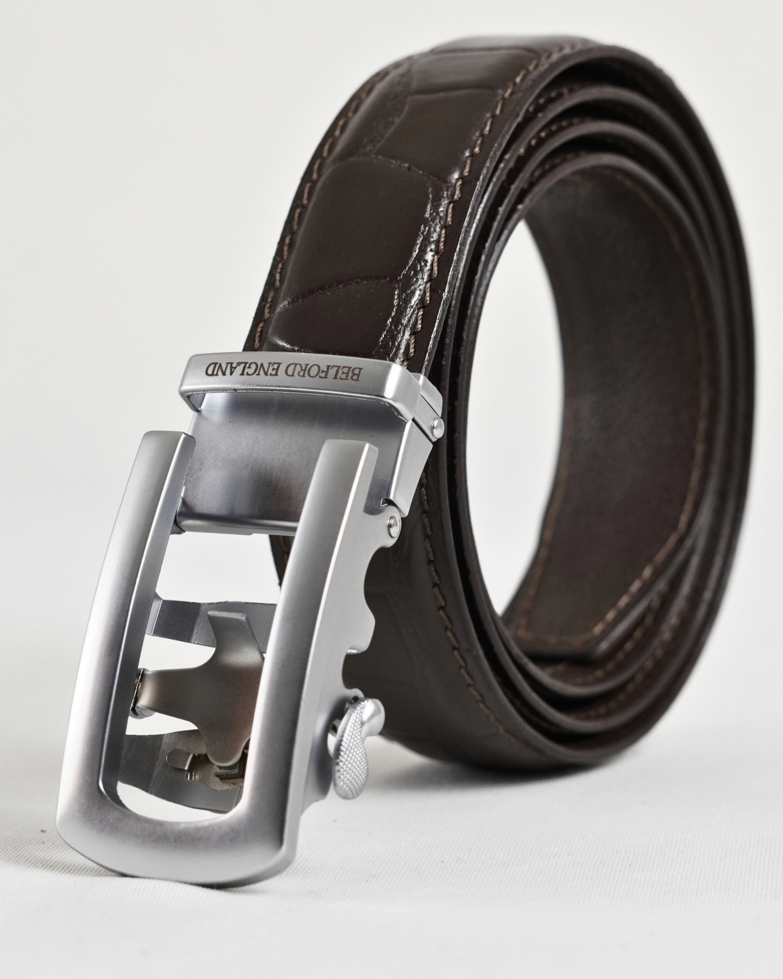 Oxford Men's Original Leather Belt  (Croco Brown) - 28-44 - Image 3