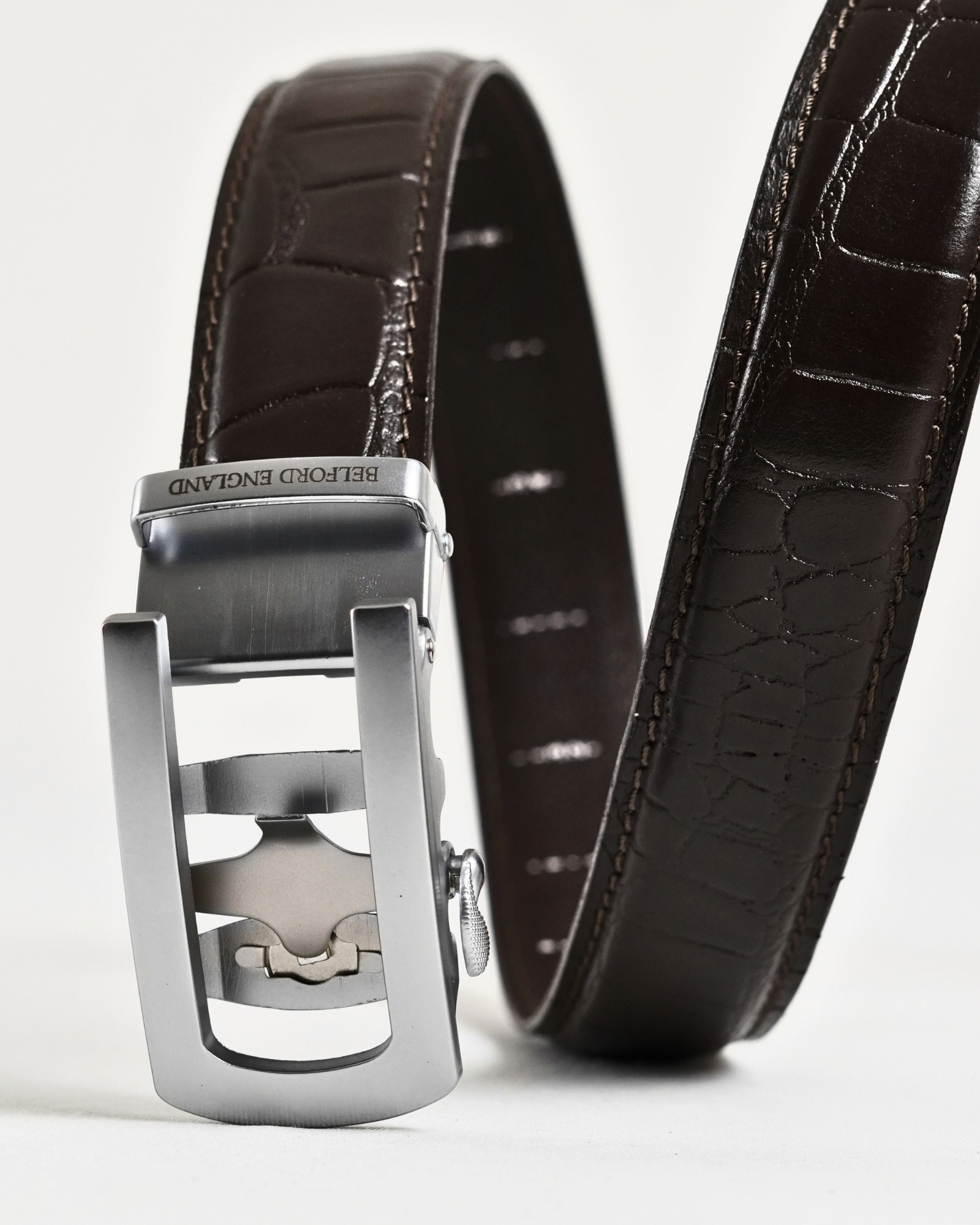 Oxford Men's Original Leather Belt  (Croco Brown) - 28-44 - Image 5