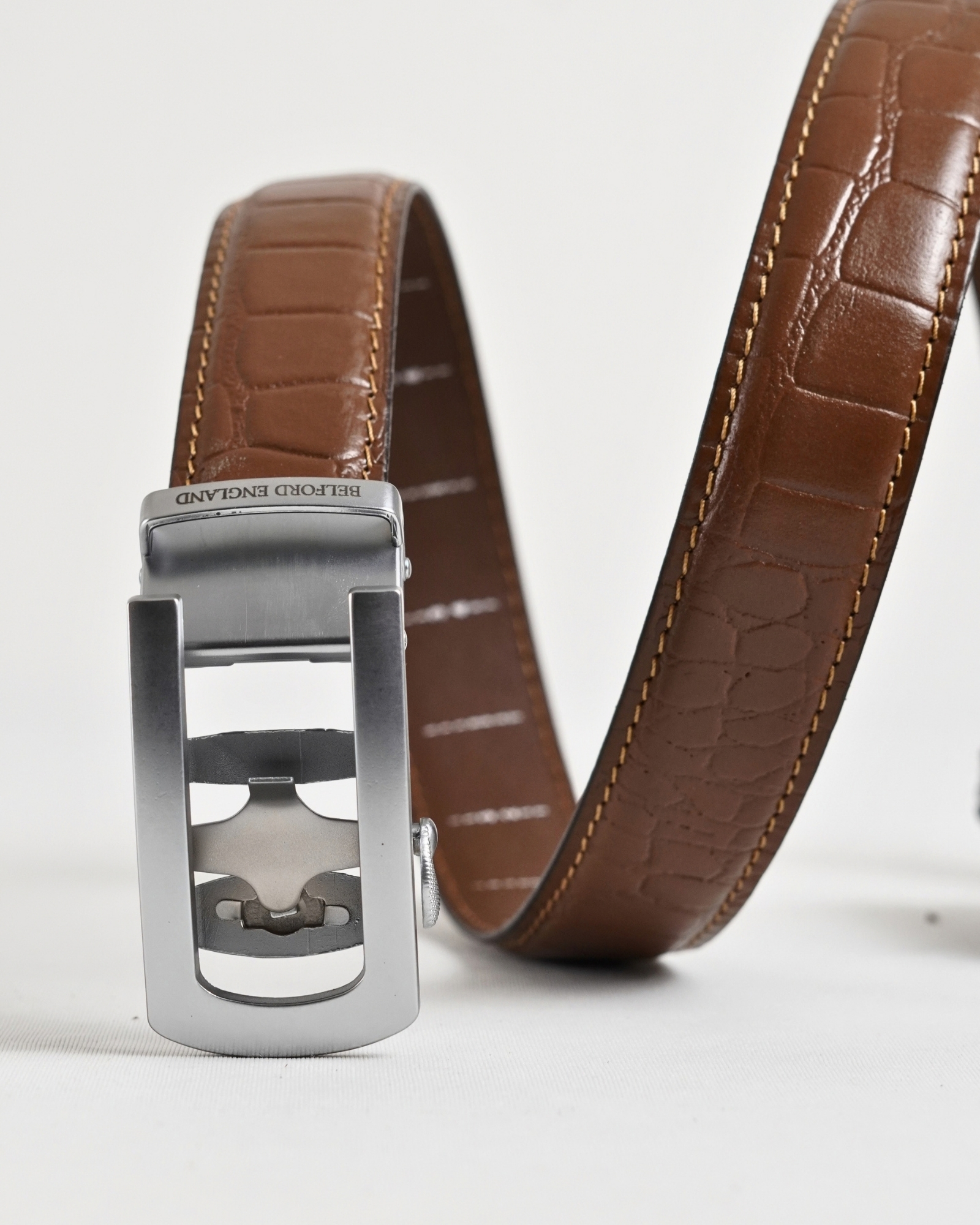 Oxford Men's Original Leather Belt  (Croco Tan) - 28-44 - Image 5