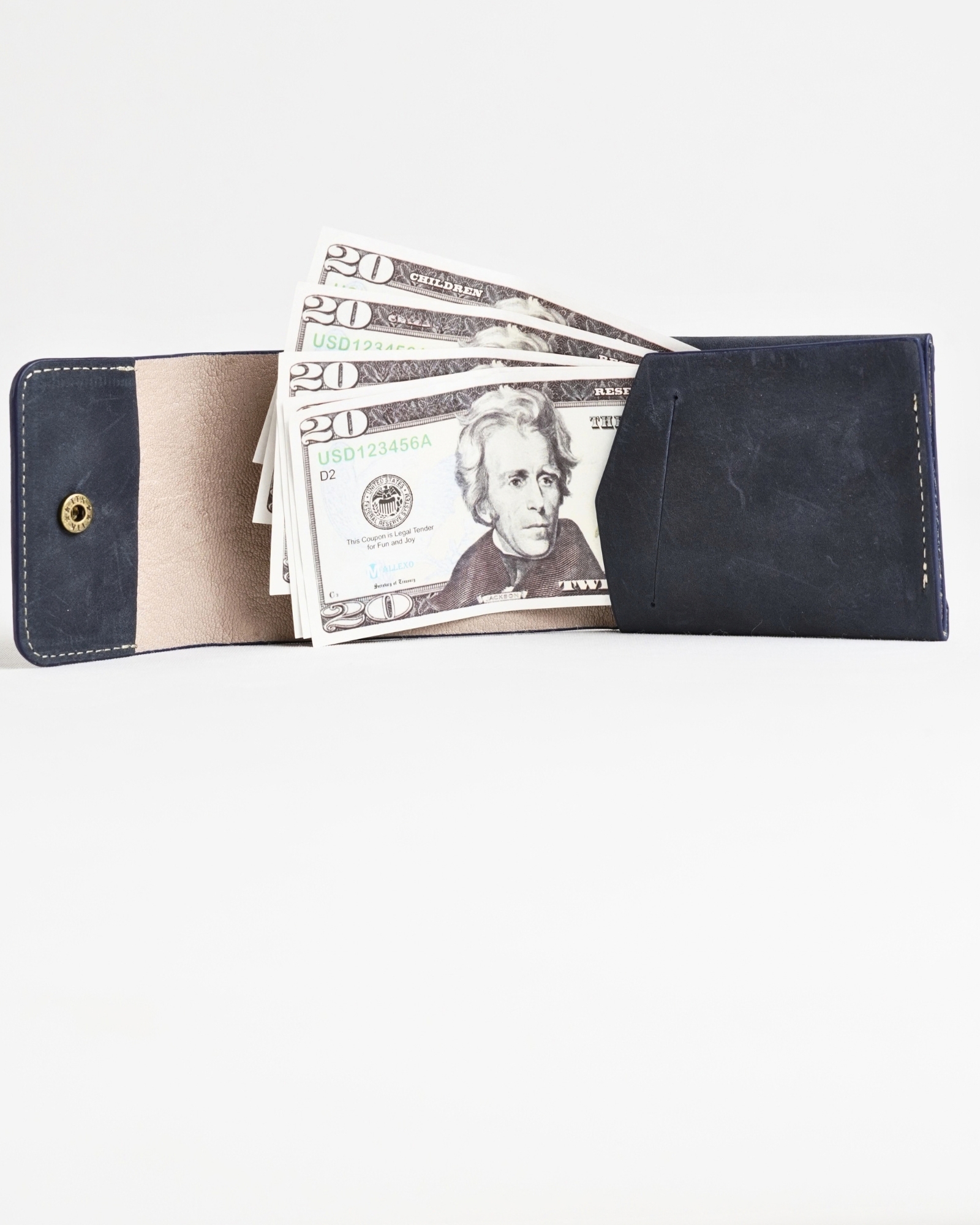 Milton - Men’s Original Leather Minimalist Wallet (Rugged Blue) - Image 2
