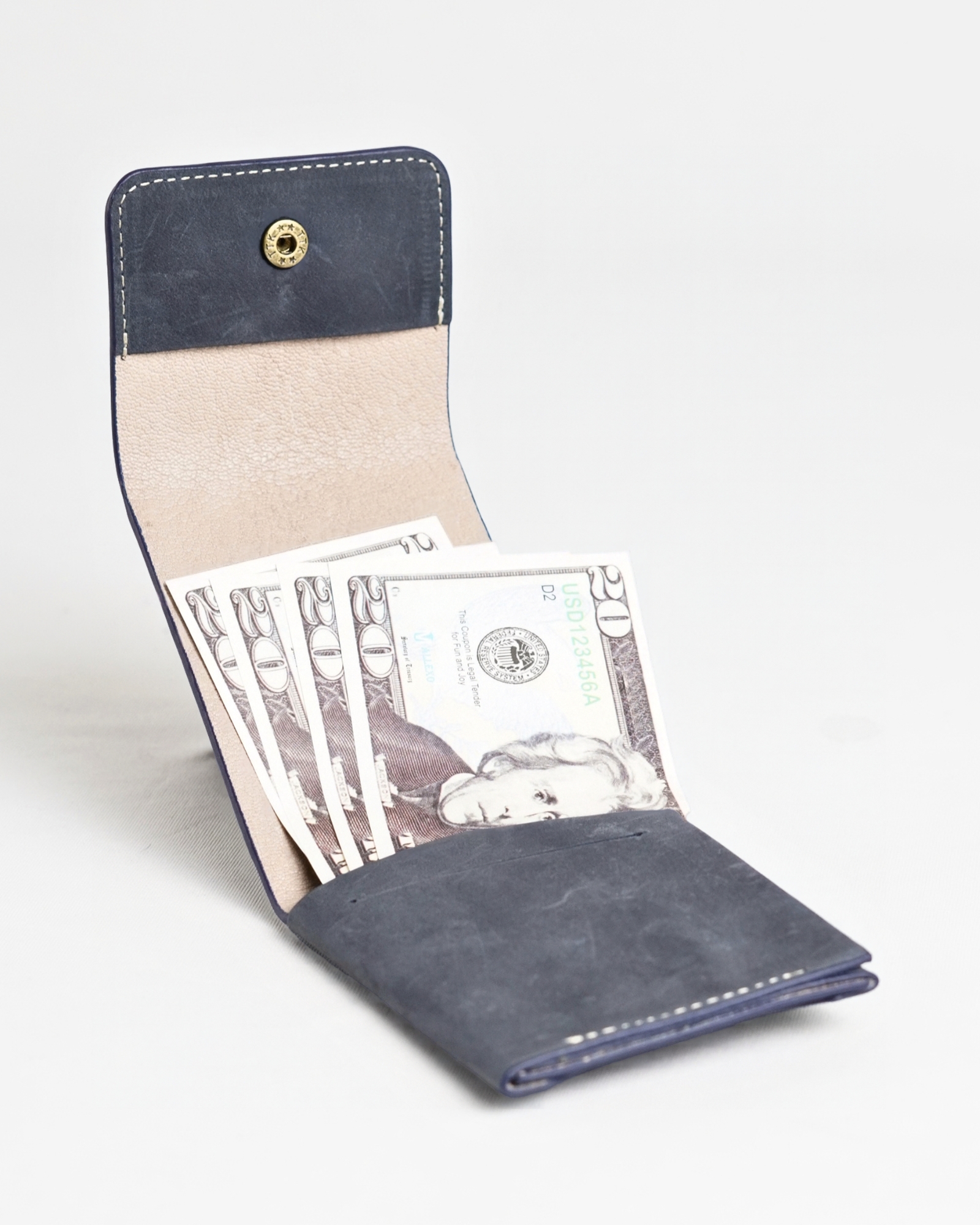 Milton - Men’s Original Leather Minimalist Wallet (Rugged Blue) - Image 6