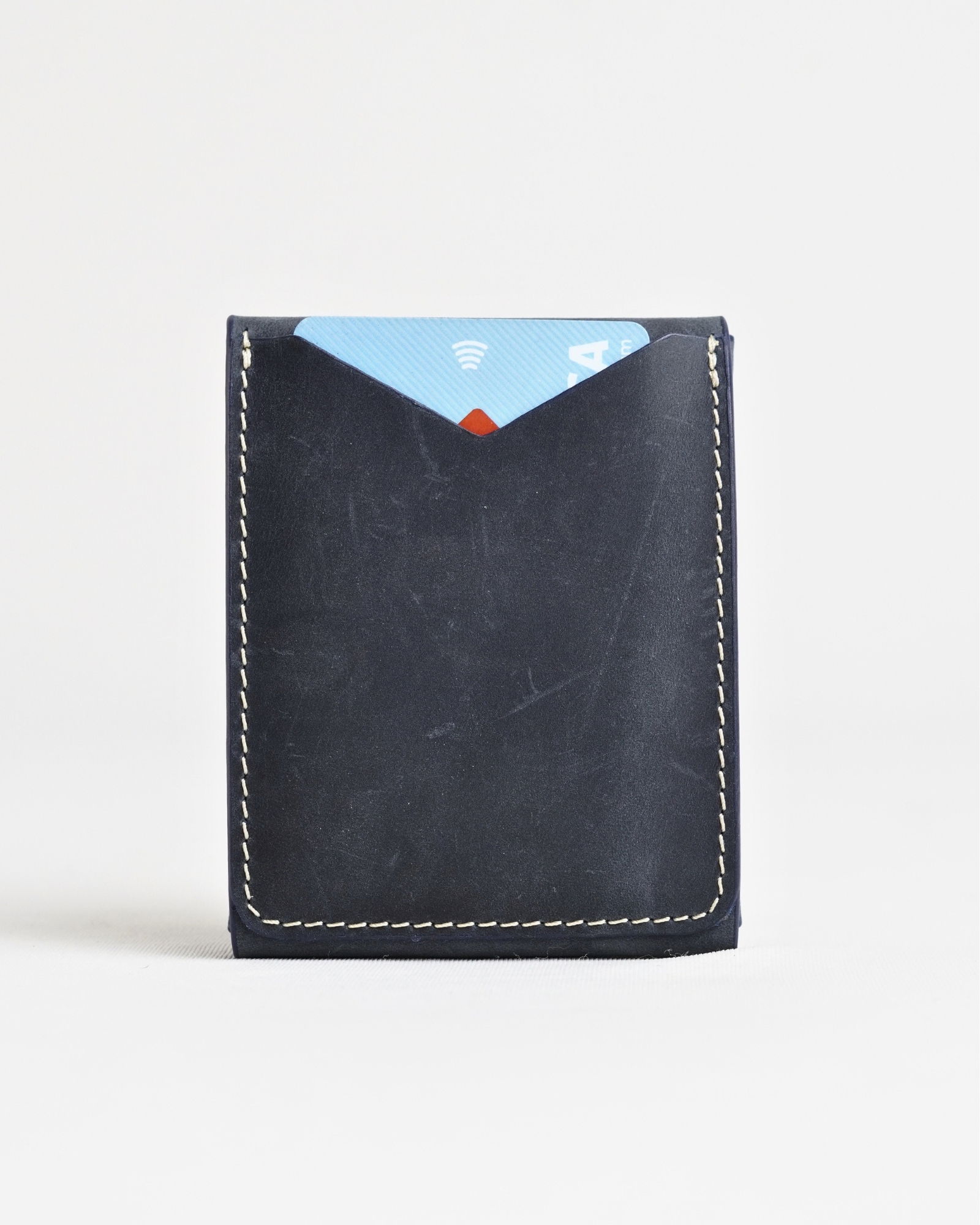 Milton - Men’s Original Leather Minimalist Wallet (Rugged Blue) - Image 7