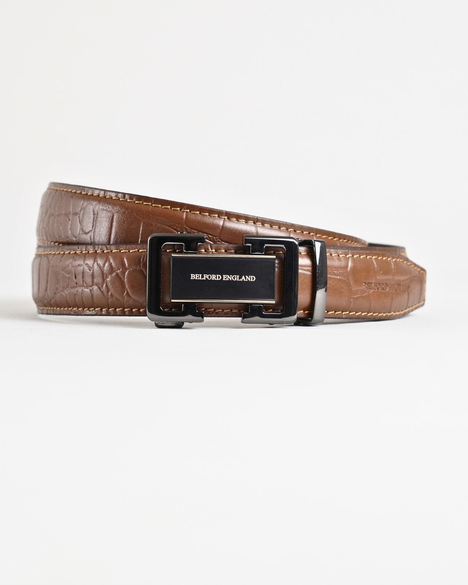 Aston Men's Original Leather Belt  (Croco Tan)  28-44 - Image 2