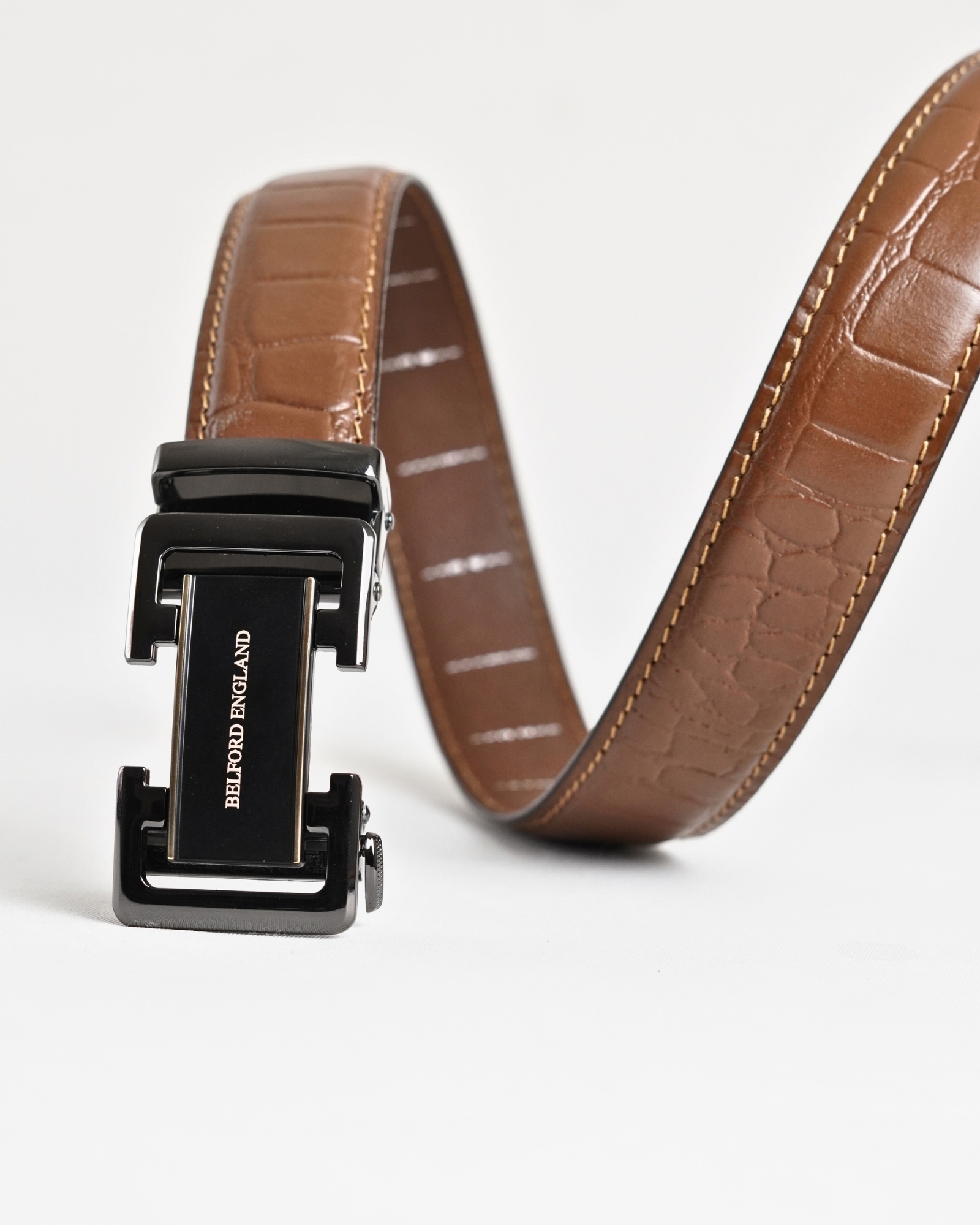 Aston Men's Original Leather Belt  (Croco Tan)  28-44 - Image 3