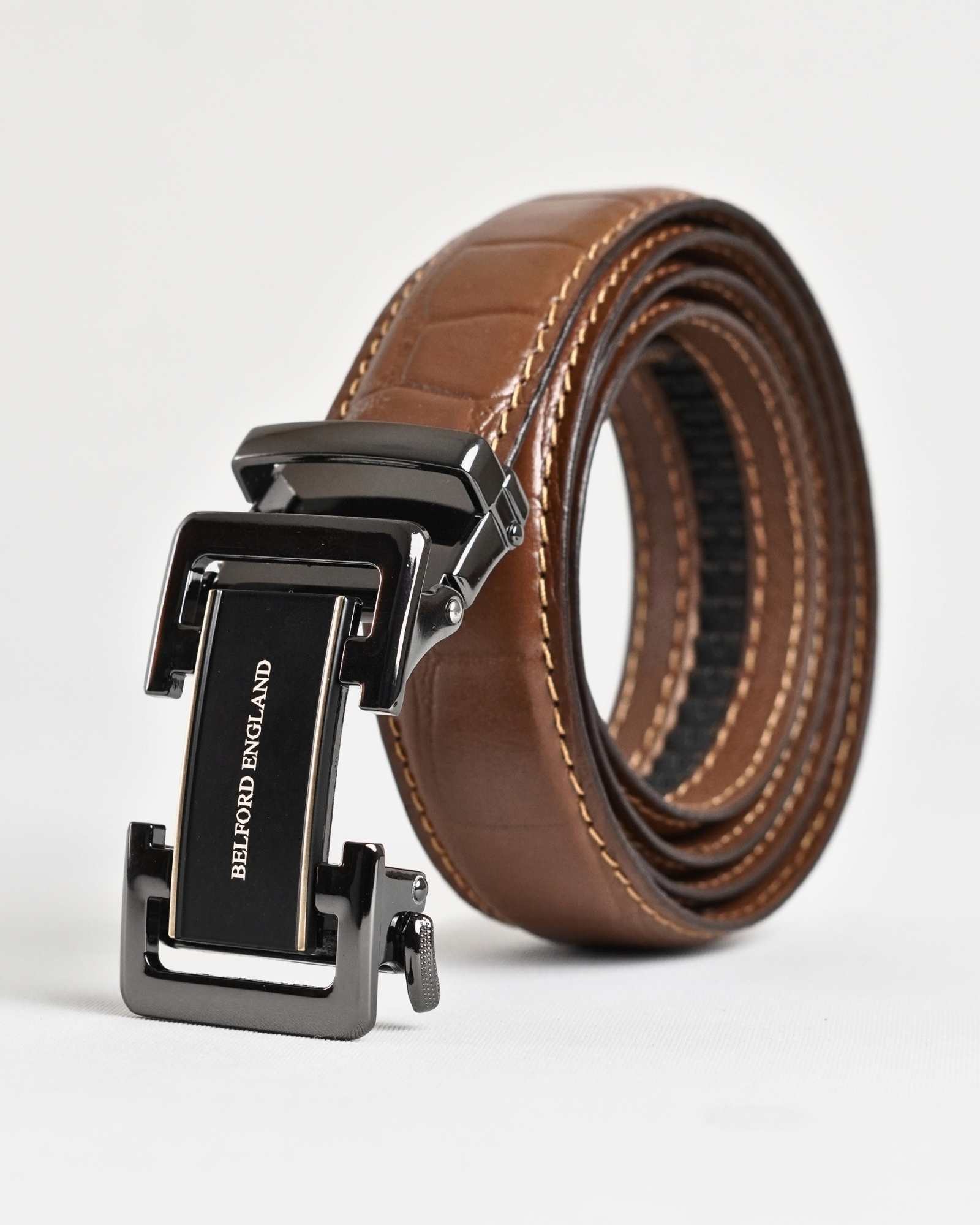 Aston Men's Original Leather Belt  (Croco Tan)  28-44 - Image 4