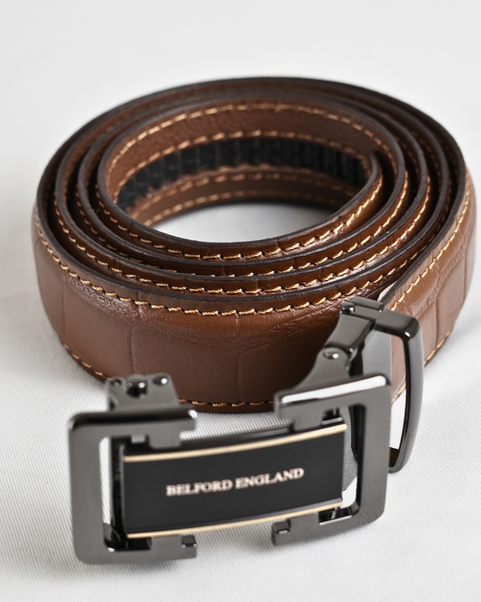 Aston Men's Original Leather Belt  (Croco Tan)  28-44 - Image 6