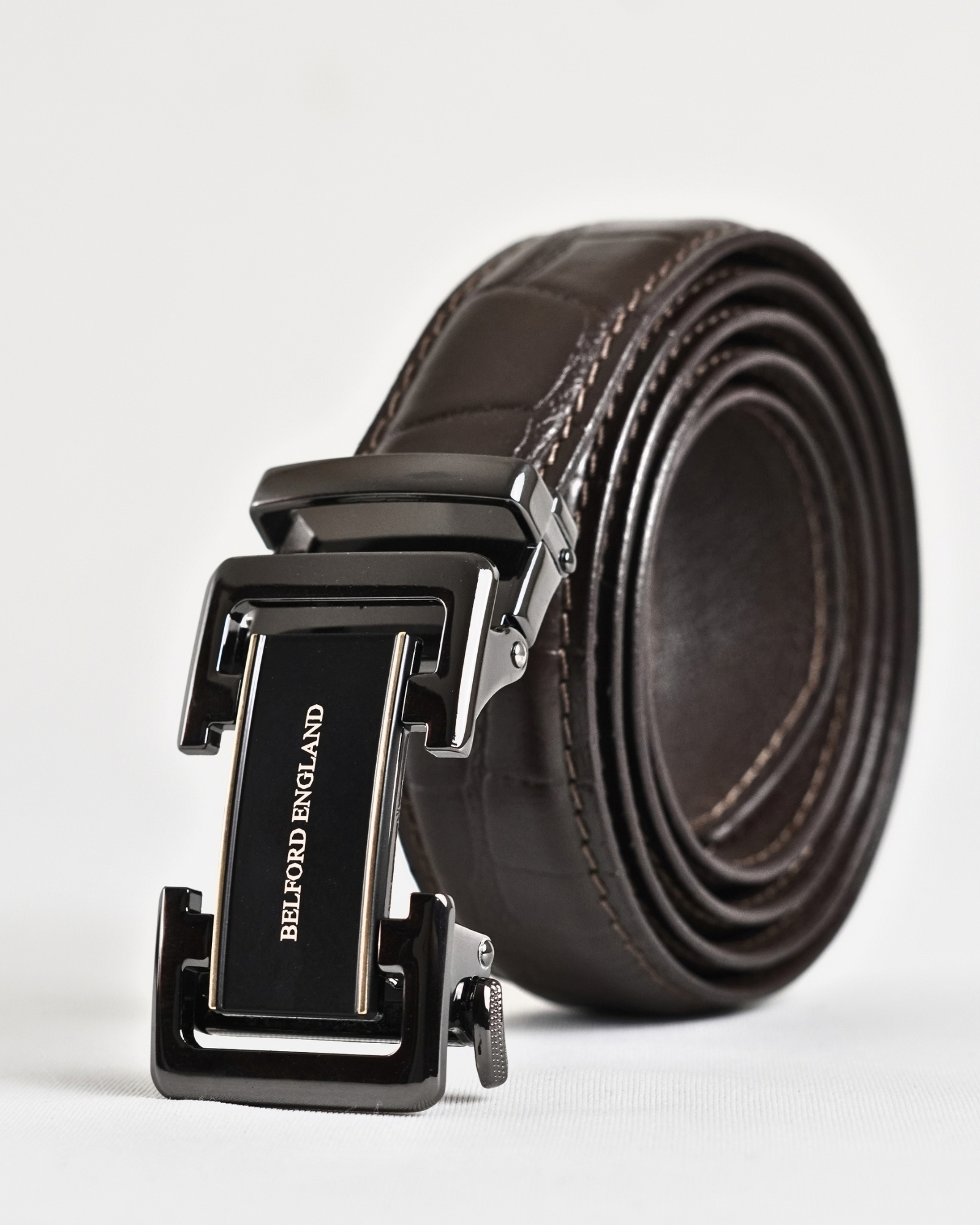 Aston Men's Original Leather Belt  (Croco Brown) - Image 3