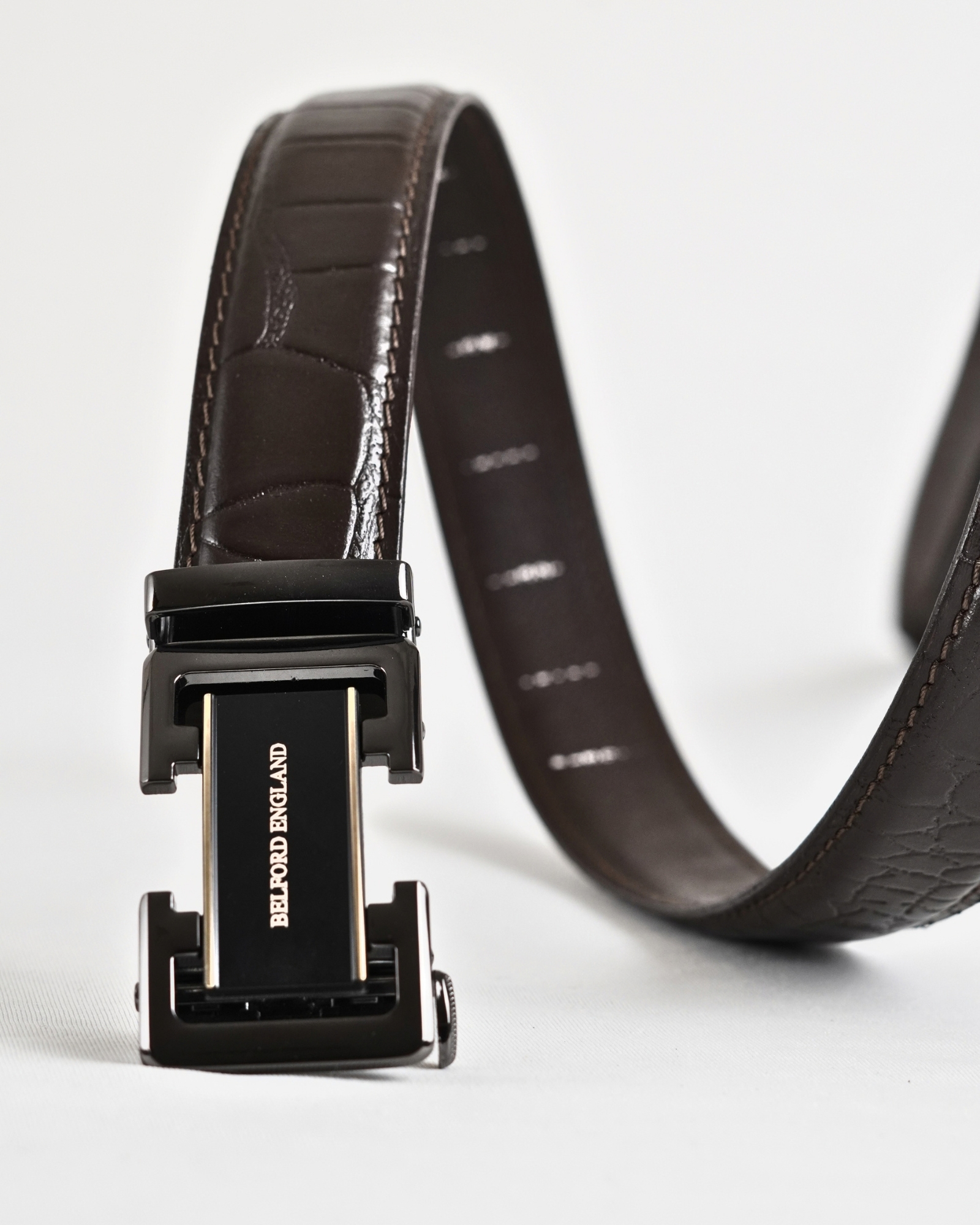 Aston Men's Original Leather Belt  (Croco Brown) - Image 5