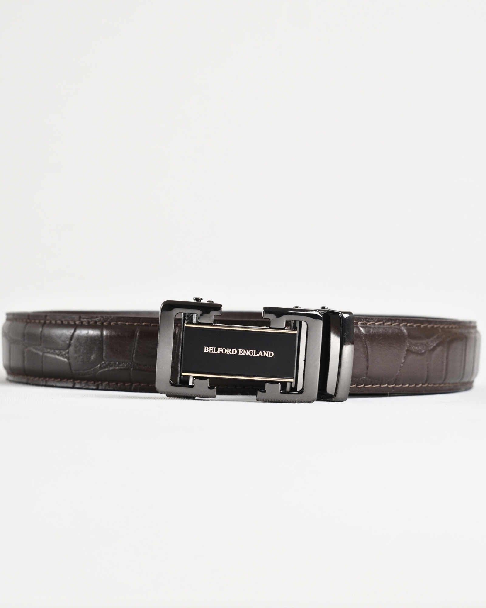 Aston Men's Original Leather Belt  (Croco Brown) - Image 6