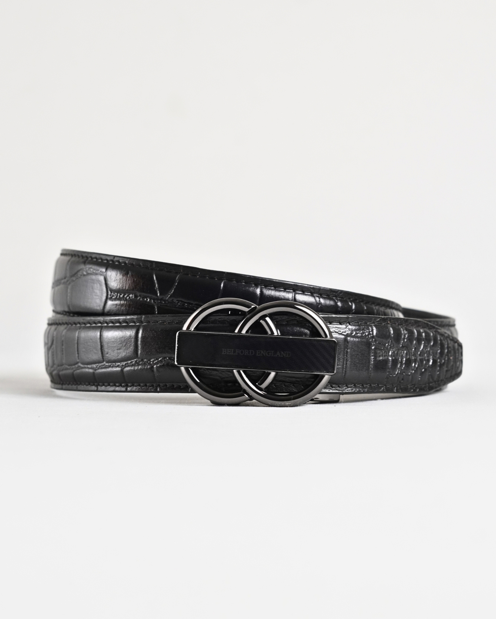 Helsinki  Men's Original Leather Belt  (Croco Black)  28-44 - Image 2