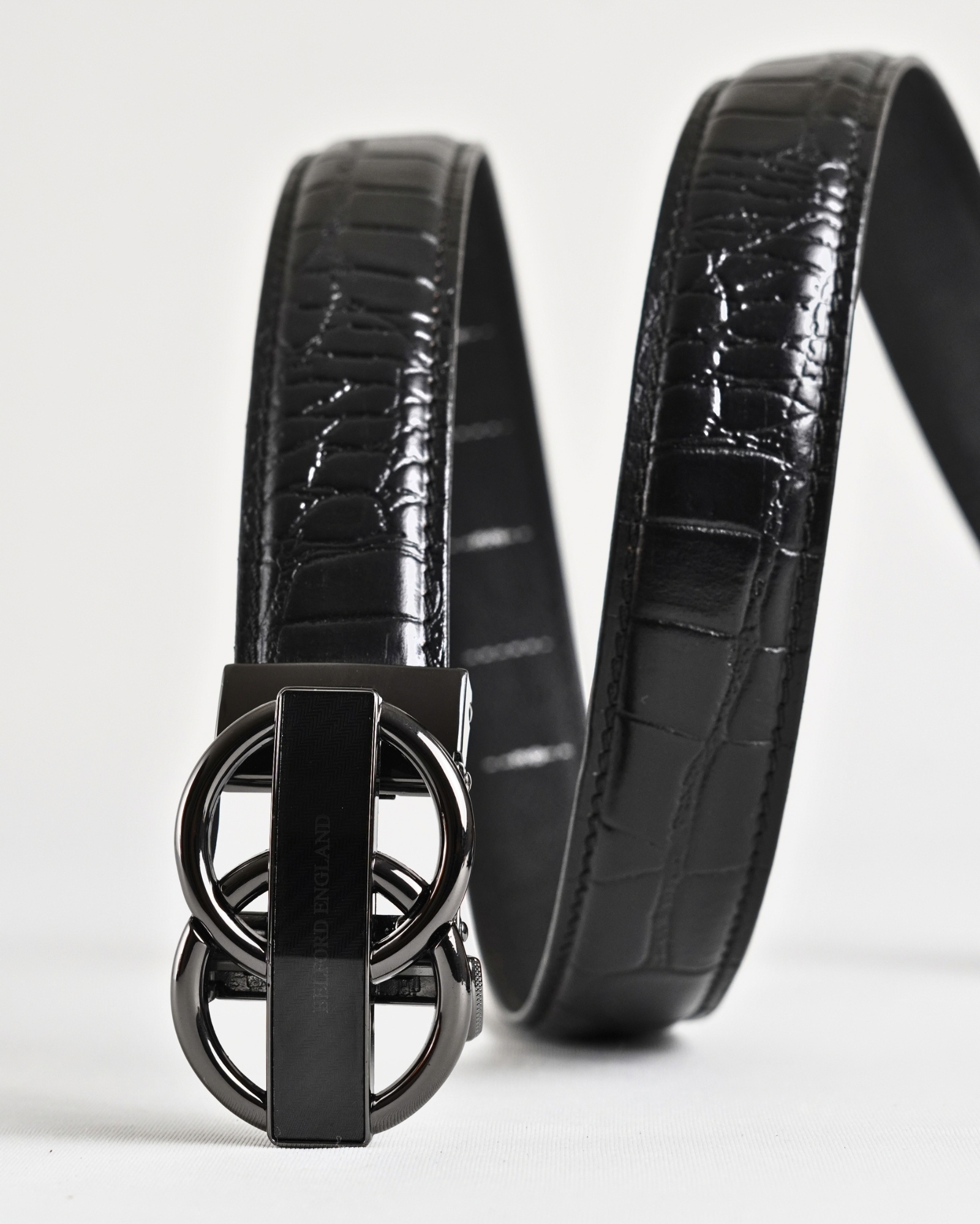 Helsinki  Men's Original Leather Belt  (Croco Black)  28-44 - Image 3