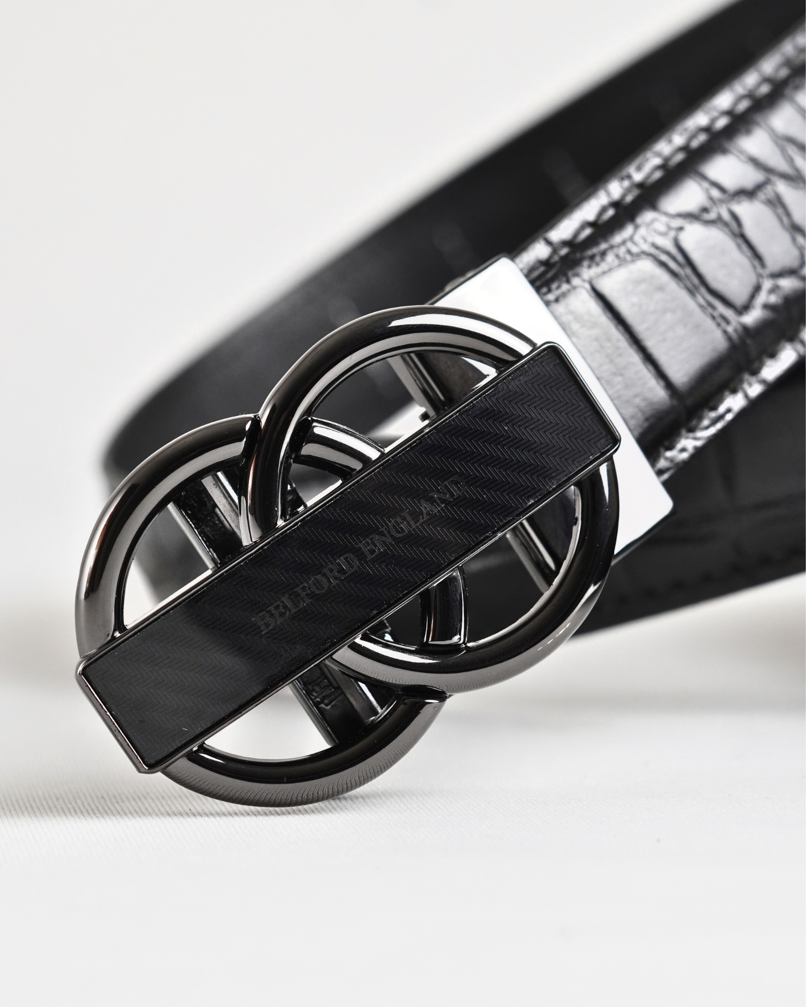 Helsinki  Men's Original Leather Belt  (Croco Black)  28-44 - Image 4