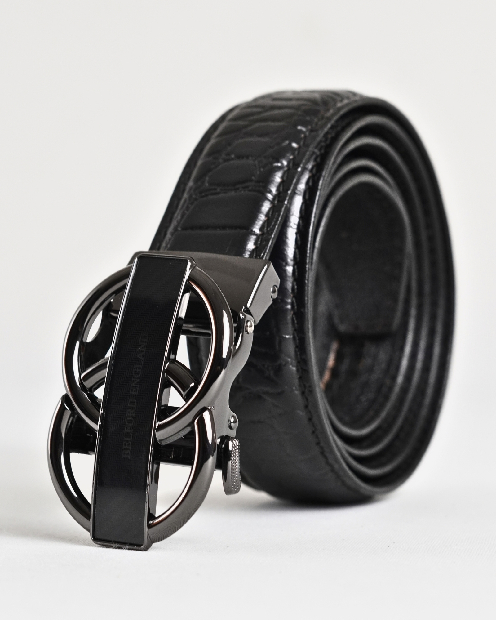 Helsinki  Men's Original Leather Belt  (Croco Black)  28-44 - Image 5