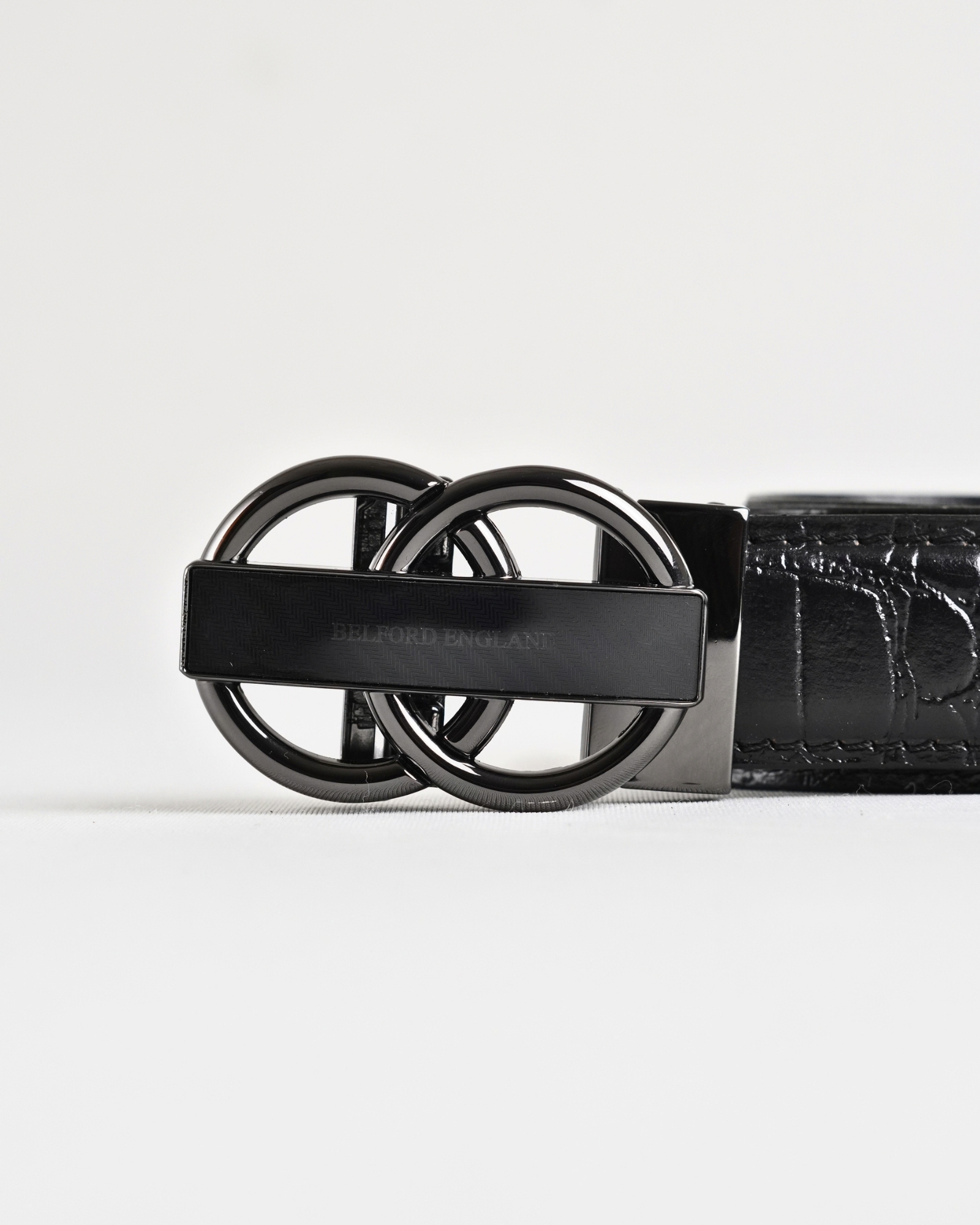 Helsinki  Men's Original Leather Belt  (Croco Black)  28-44 - Image 6