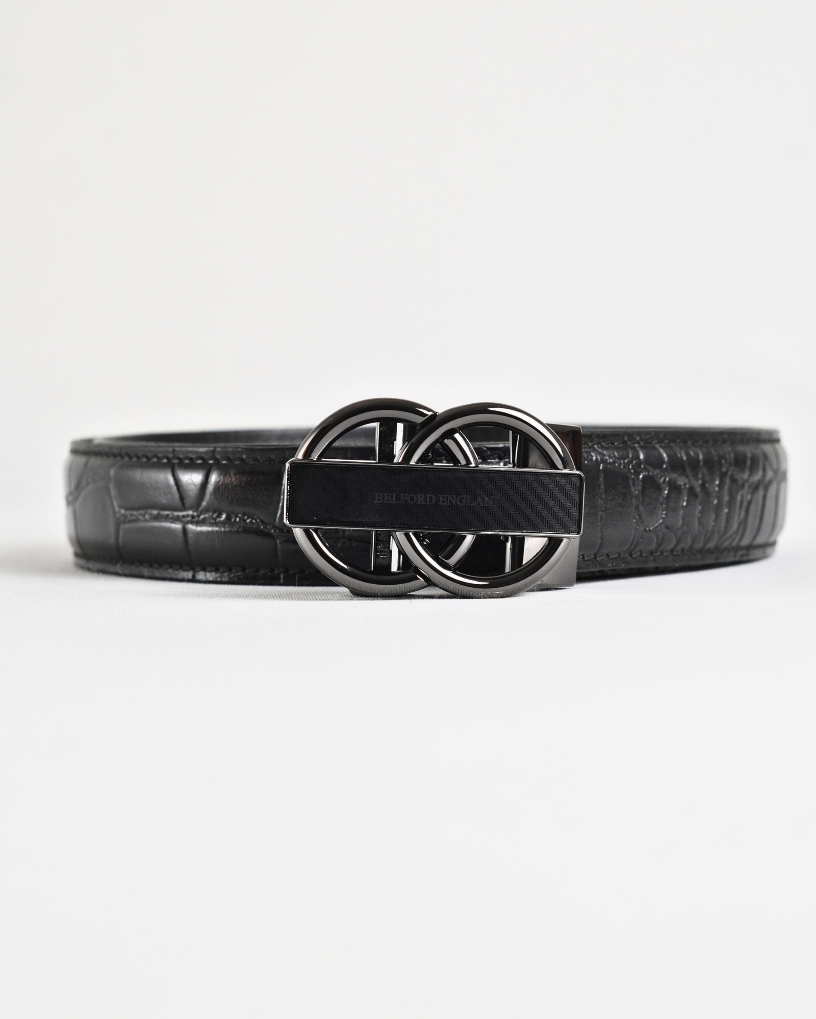 Helsinki  Men's Original Leather Belt  (Croco Black)  28-44 - Image 7